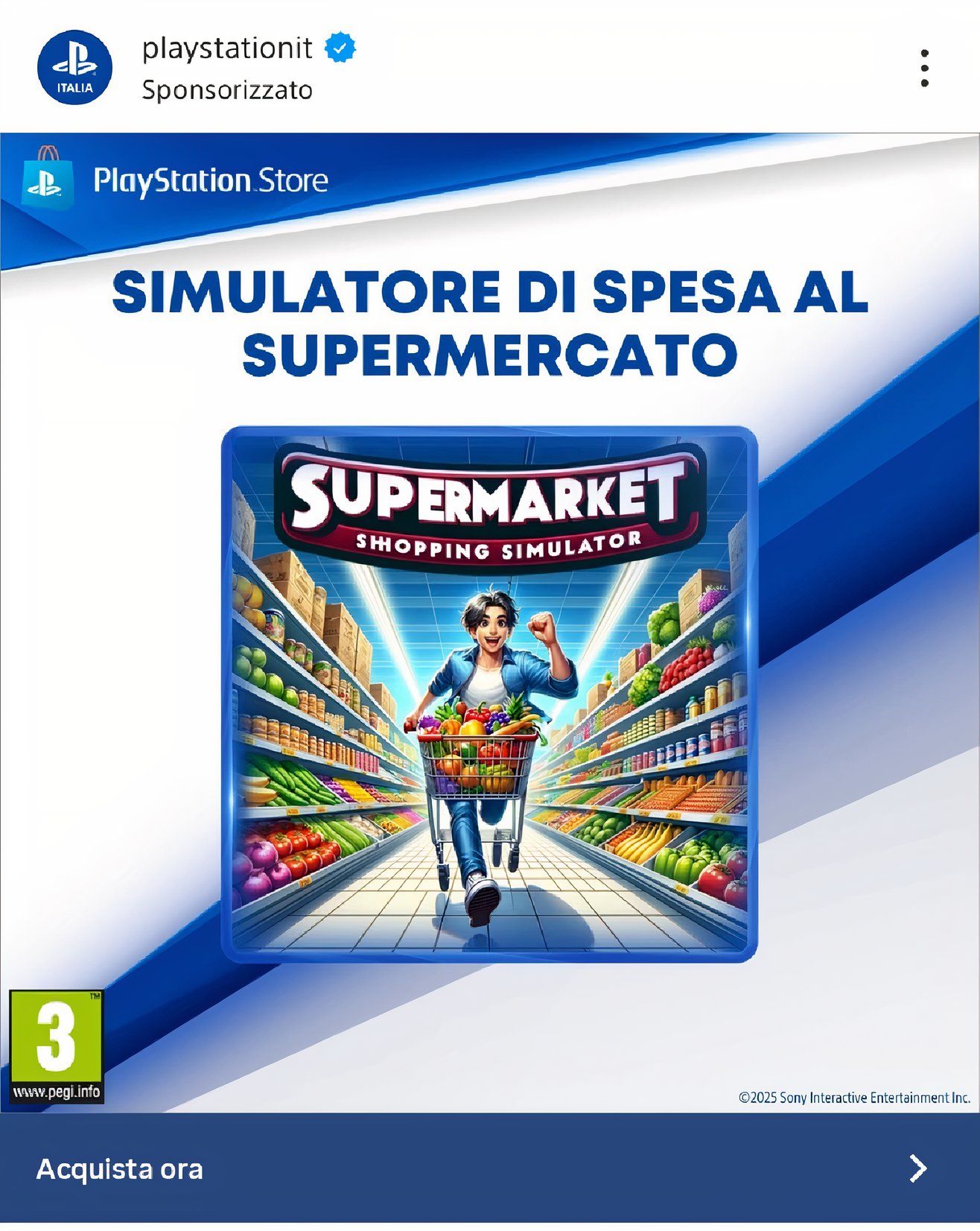 PlayStation Italy’s official Instagram account promoting Supermarket Shopping Simulator