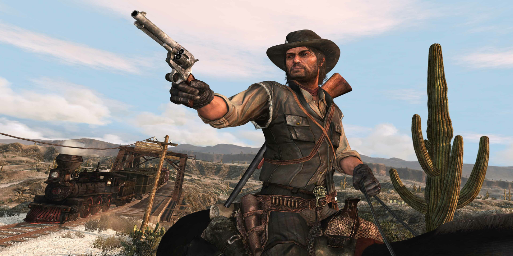John Marsten apuntando su pistola en Red Dead Redemption