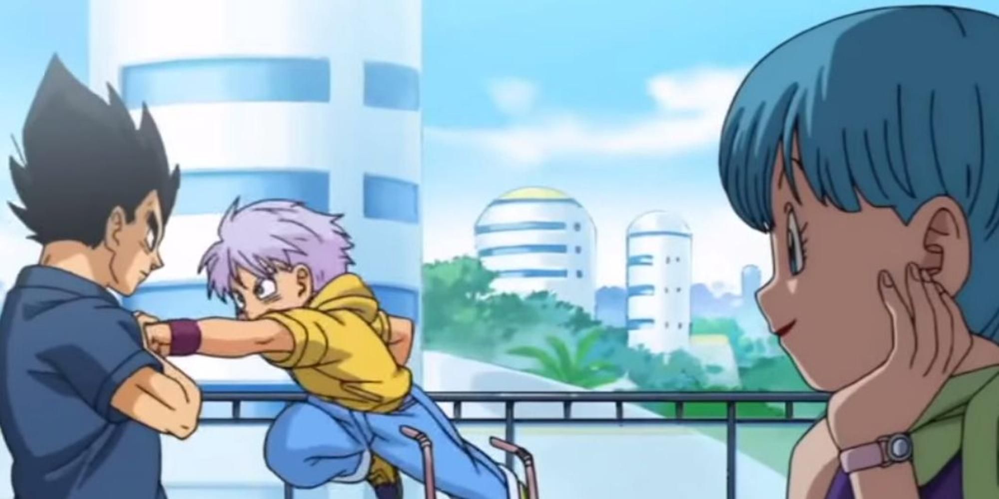 Trunks punching Vegeta