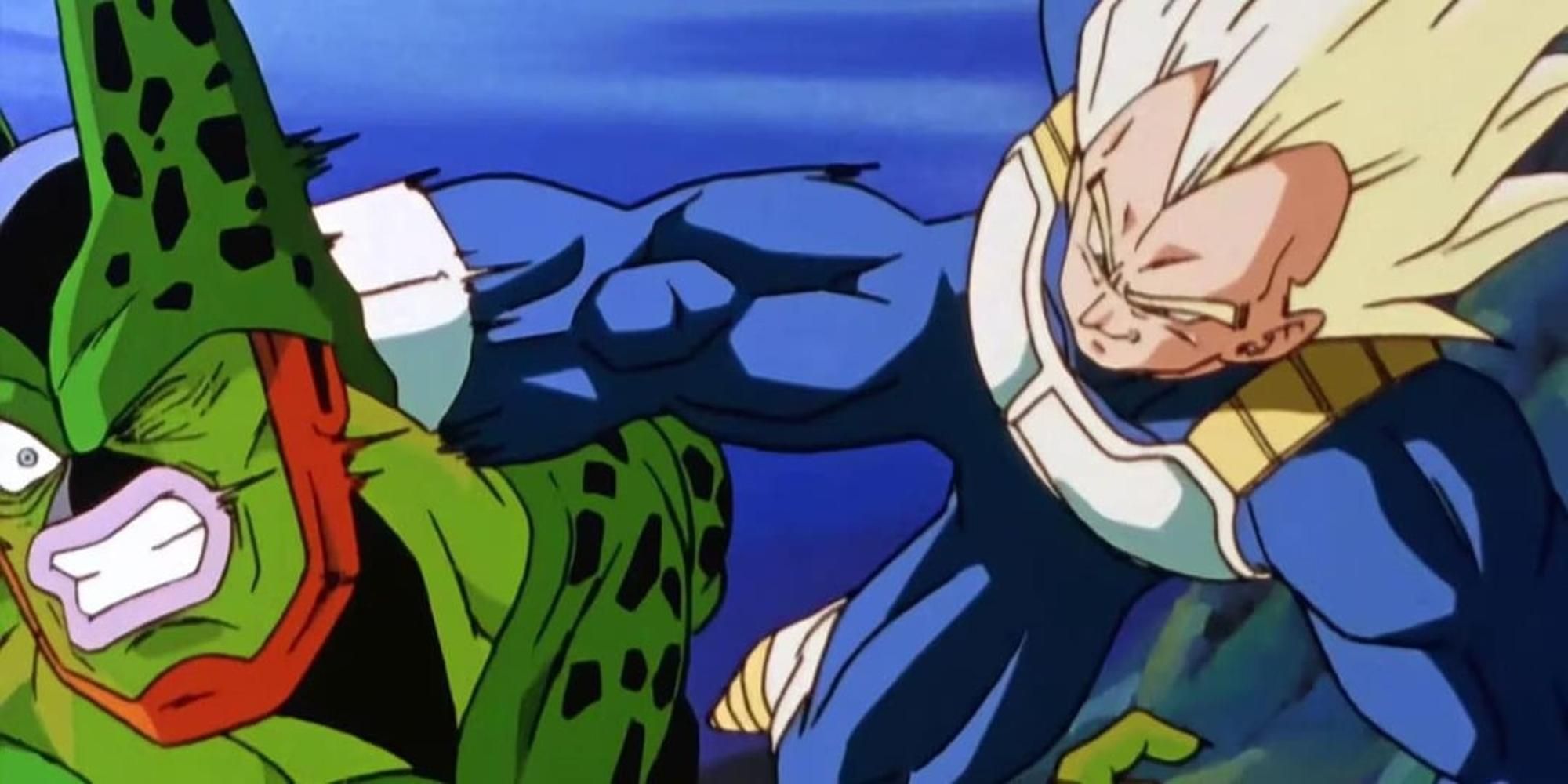 Vegeta kicking Cell