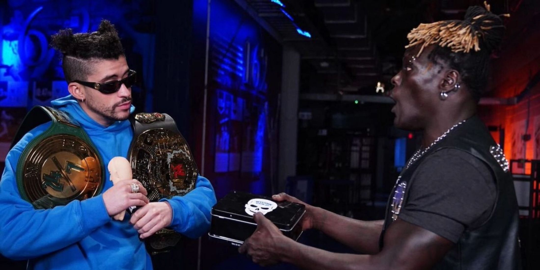 Bad Bunny and R-Truth in WWE 24/7 Championship