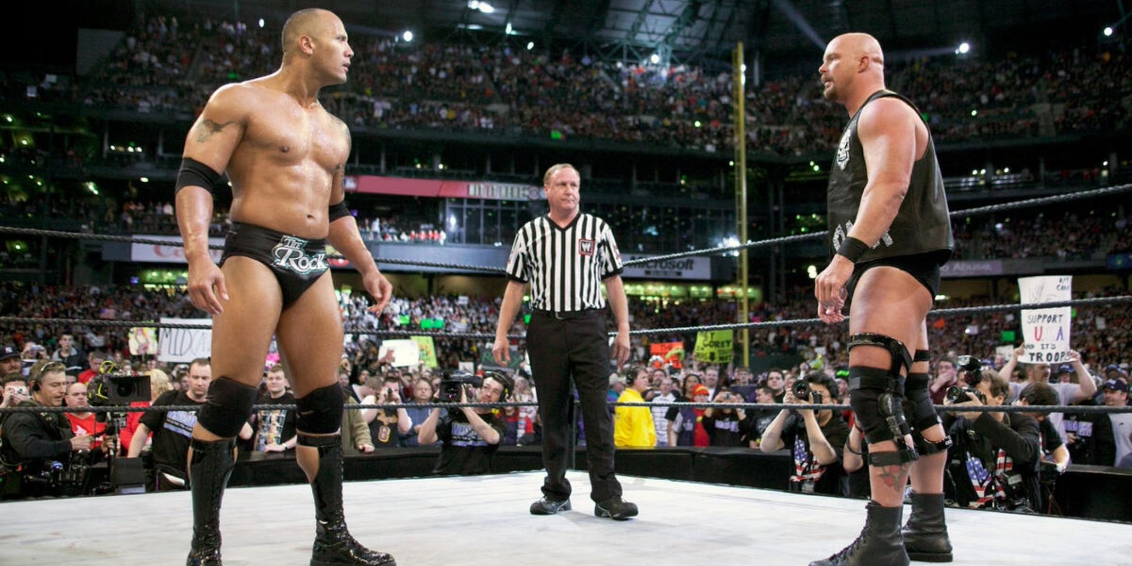 Austin and The Rock at WrestleMania 19 WWE