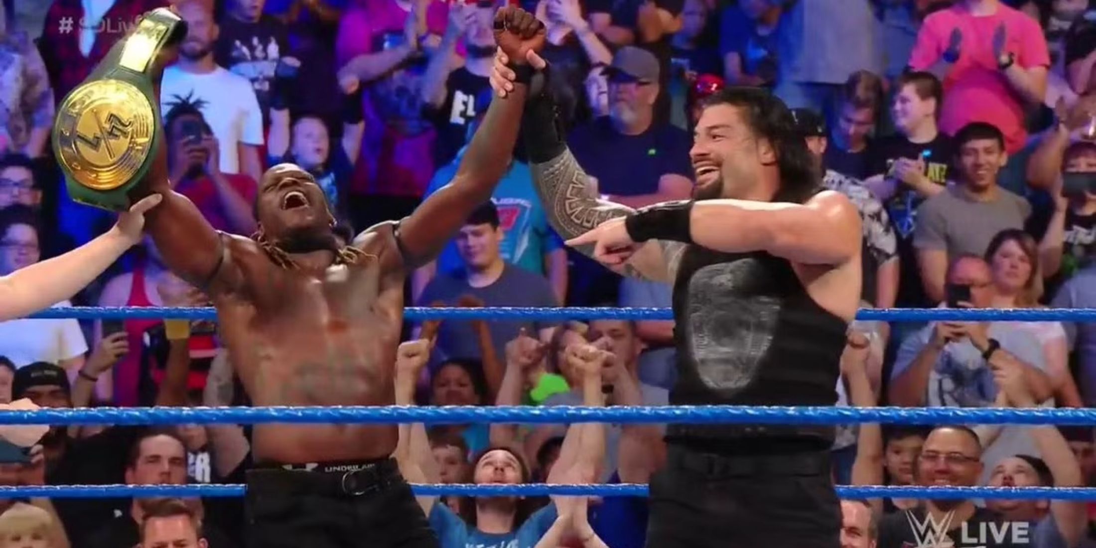 R-Truth and Roman Reigns in WWE 24/7 Championship