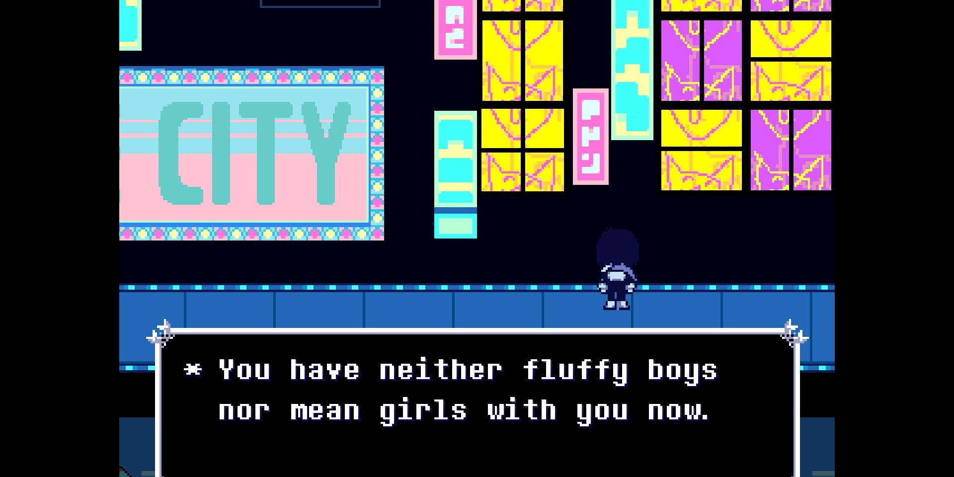 Screenshot of the City Save Point right before joining Noelle in Deltarune.