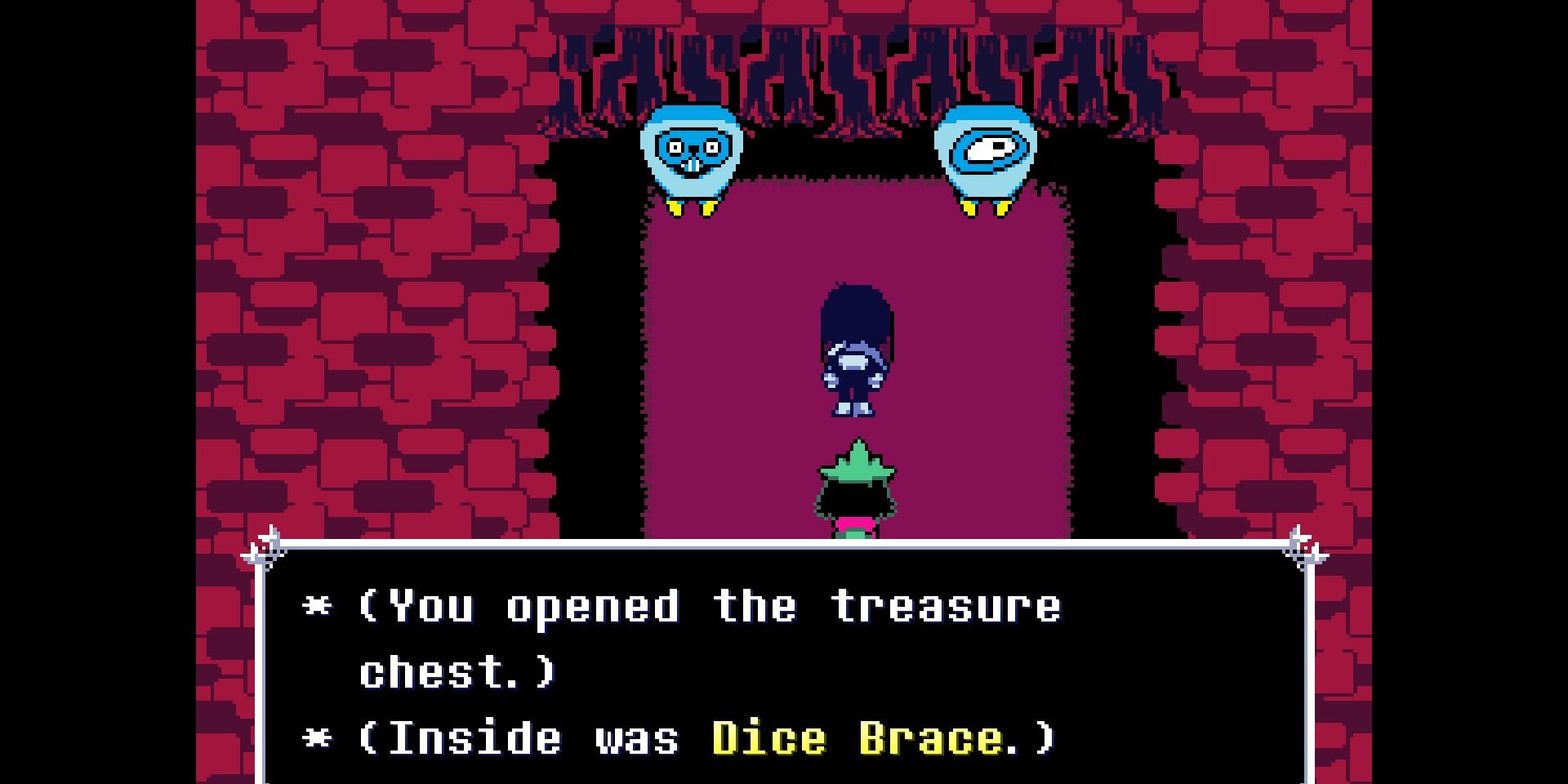 Screenshot of the Dice Brace in Deltarune.