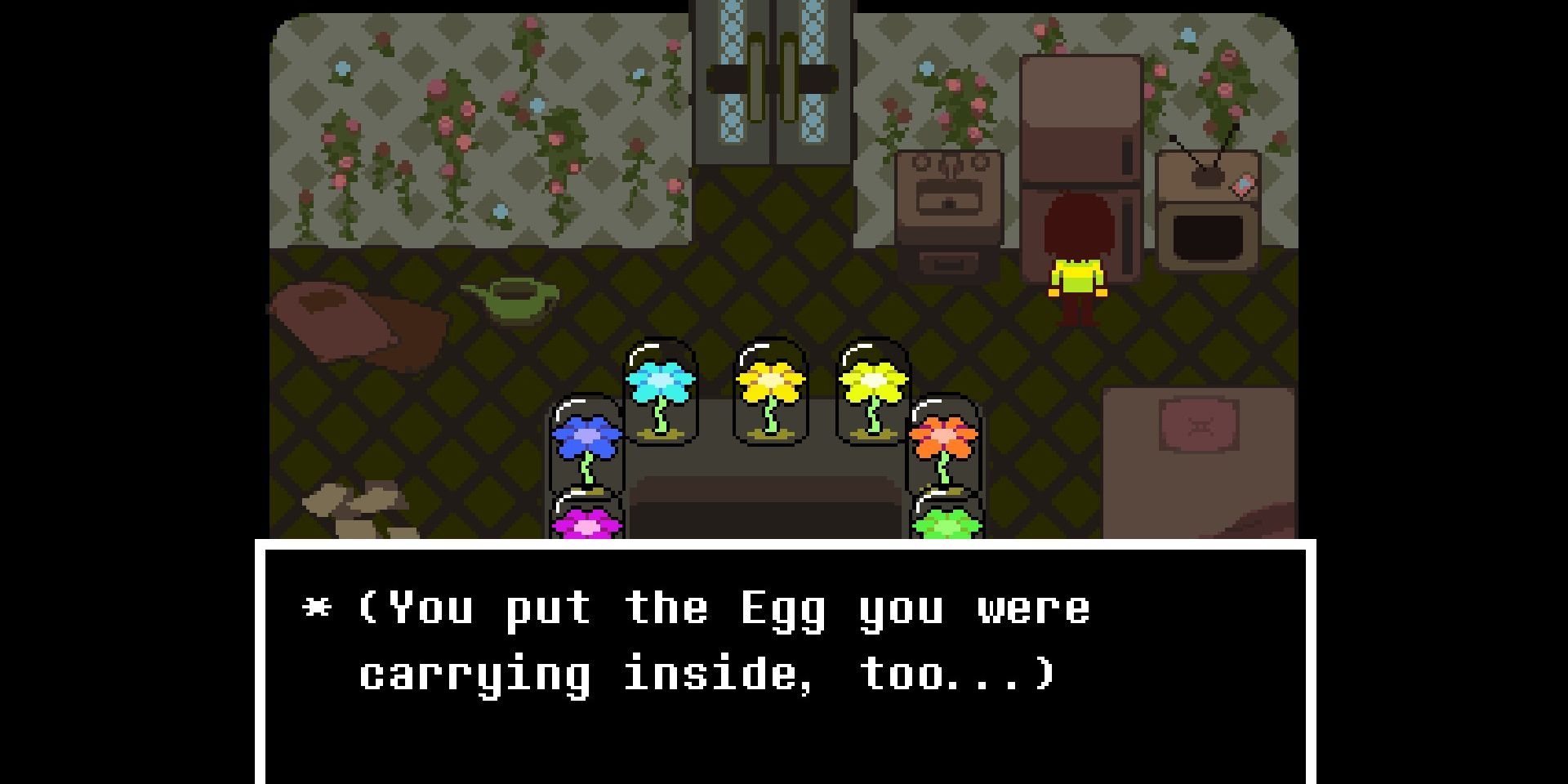 Putting the Egg in Asgore's Fridge in Deltarune.