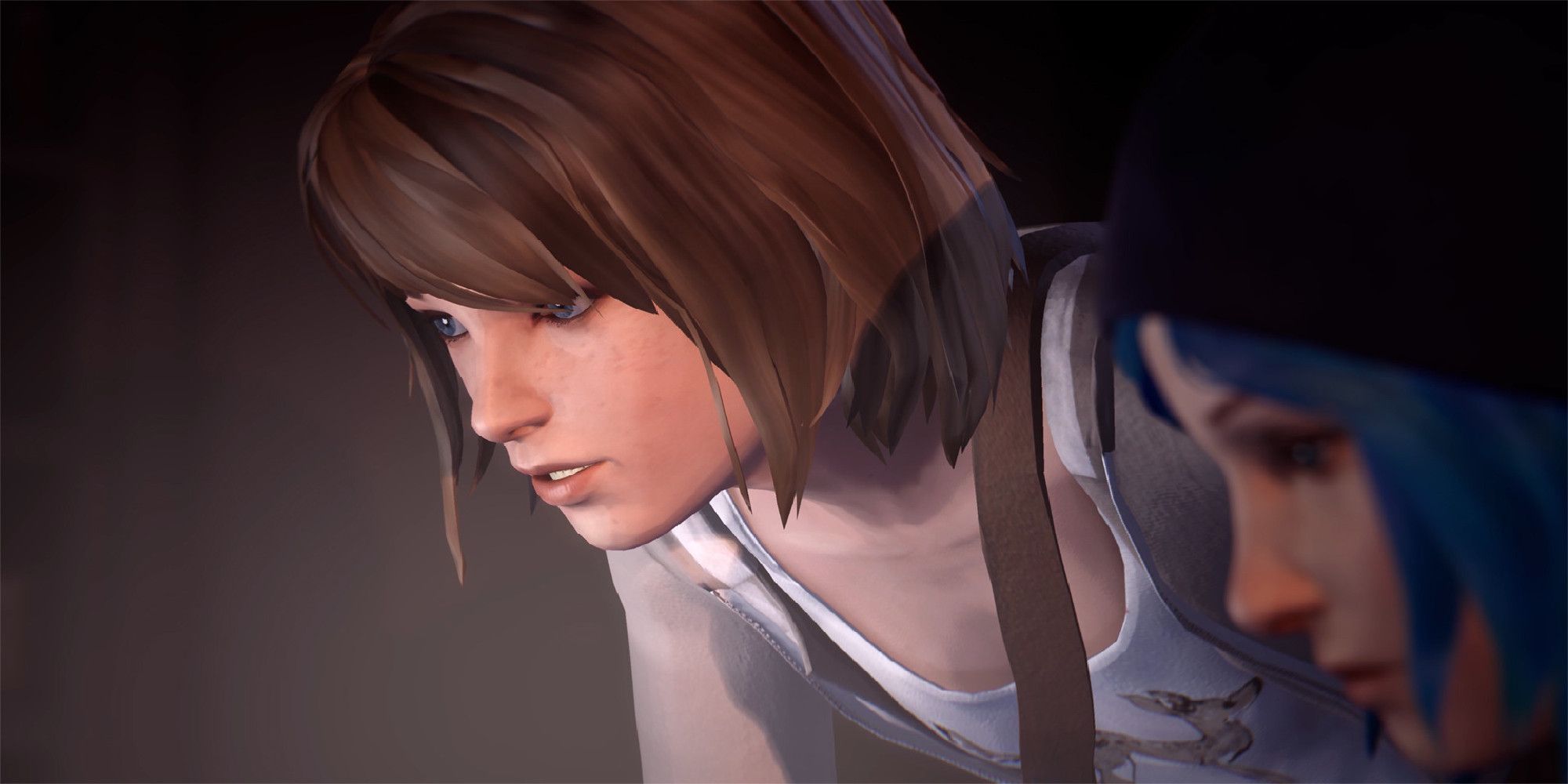 Life Is Strange Max Caulfield looking at computer with Chloe Price