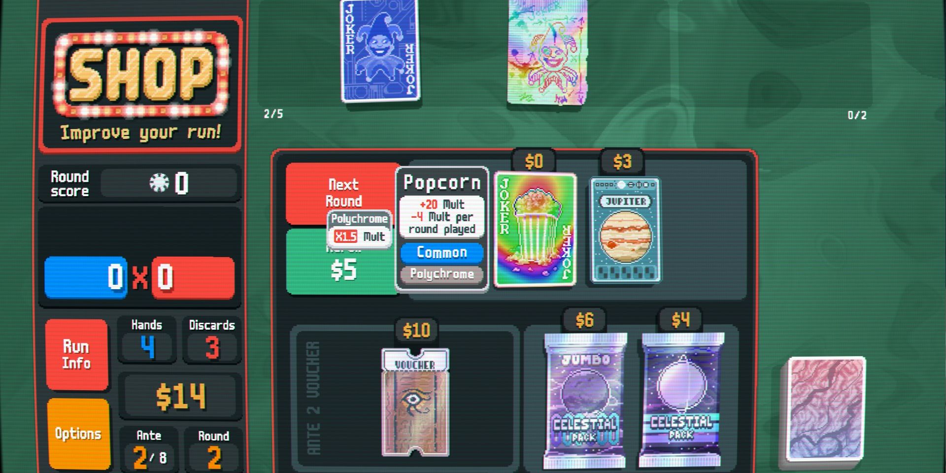 Screenshot of a Polychrome Popcorn in Balatro.