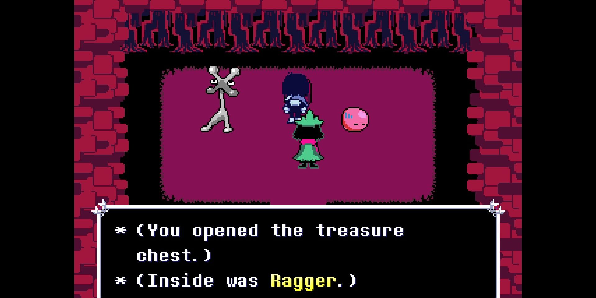 Screenshot of the Ragger in Deltarune.