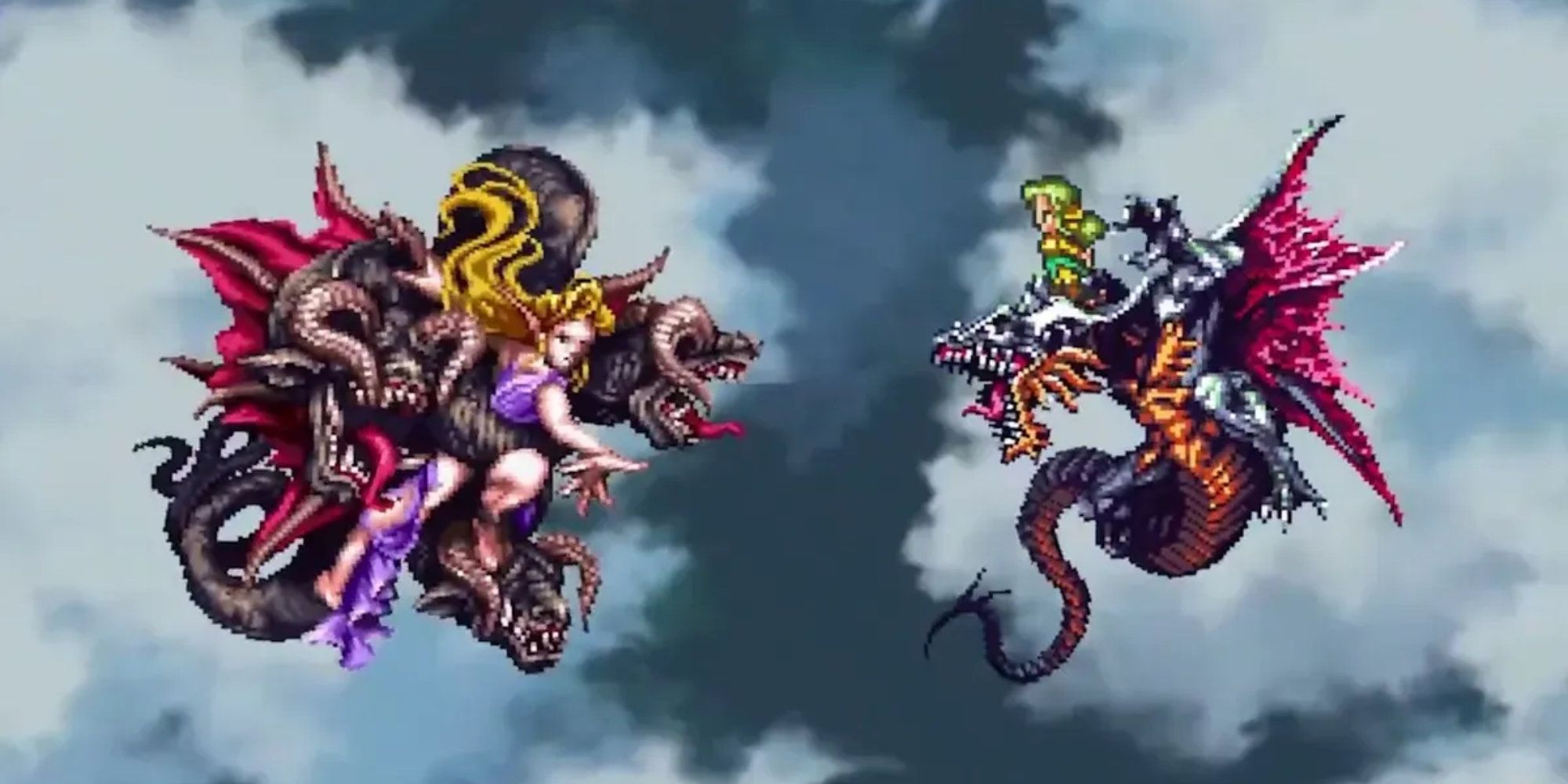 Battling on dragons in Romancing SaGa 3.