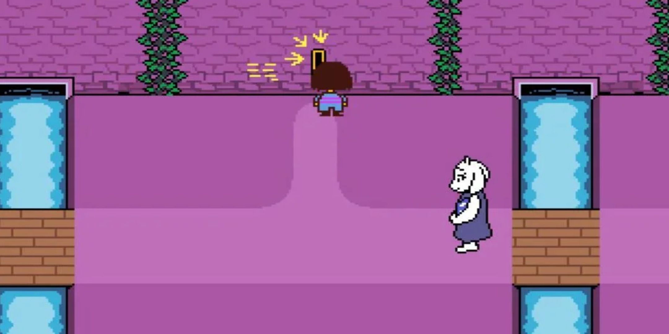 A puzzle in the Ruins with Toriel from Undertale.