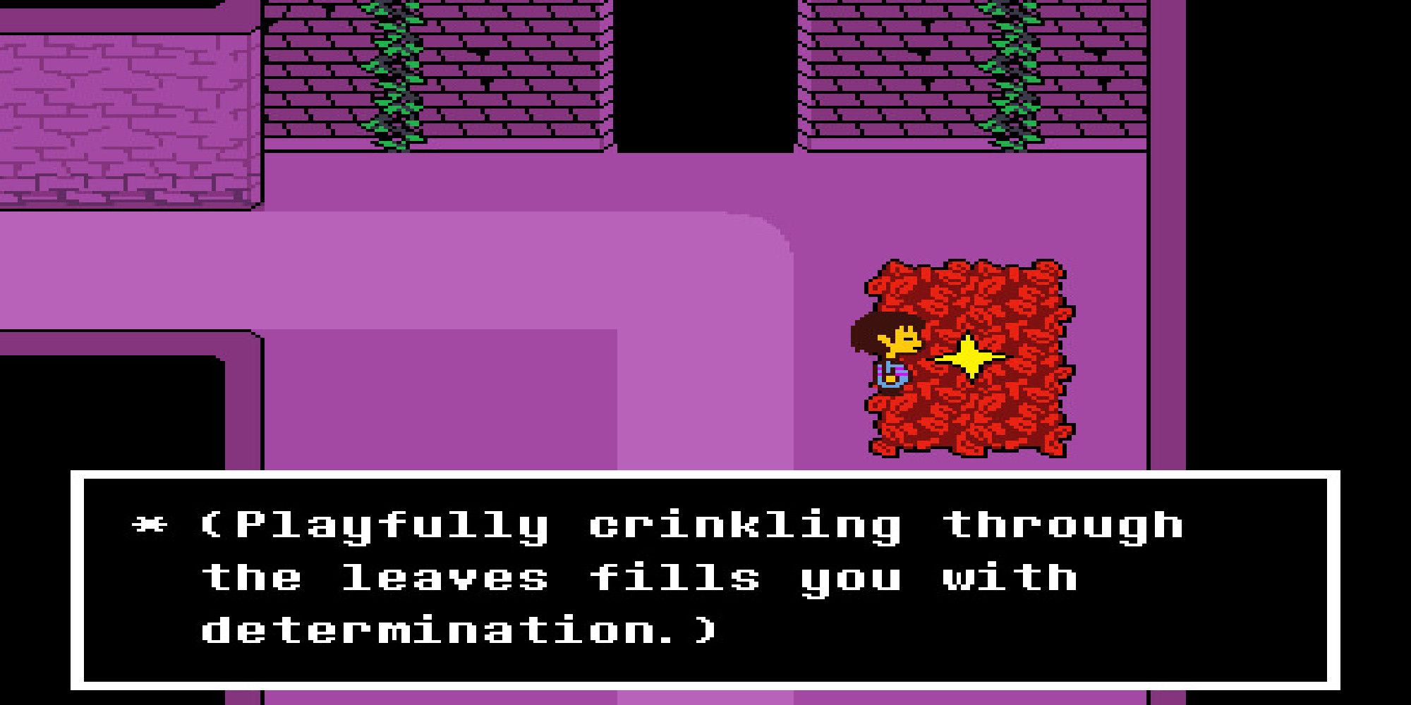 Undertale Player playing in the leaves