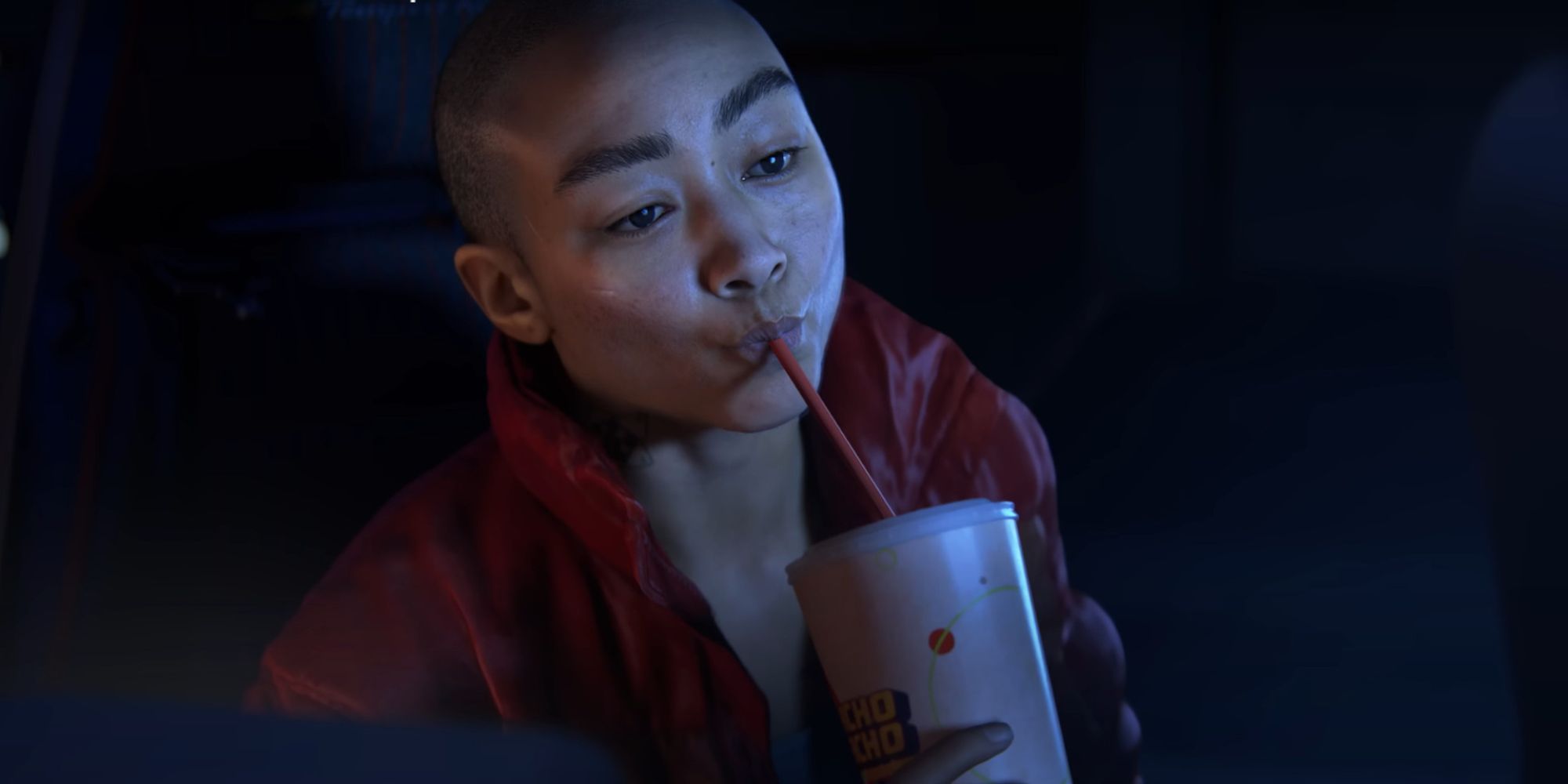 Jordan taking a big ol' sip in Intergalactic trailer