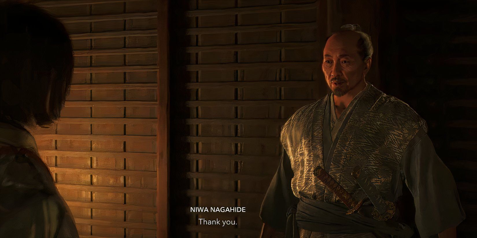 Speaking to Nagahide in Assassins Creed Shadows