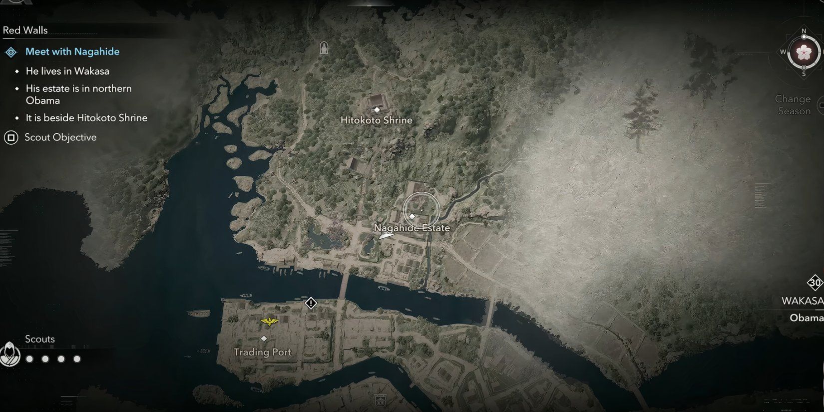 Where to find the Nagahide estate in Assassins Creed Shadows
