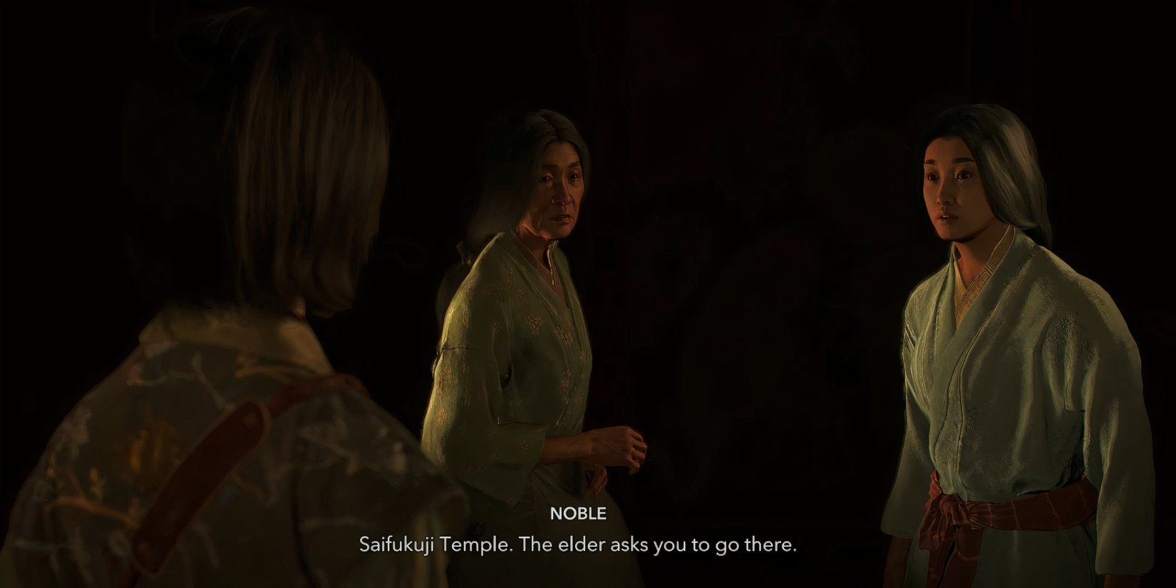 Noblewomen tell Naoe about a mysterious tune in Assassins Creed Shadows