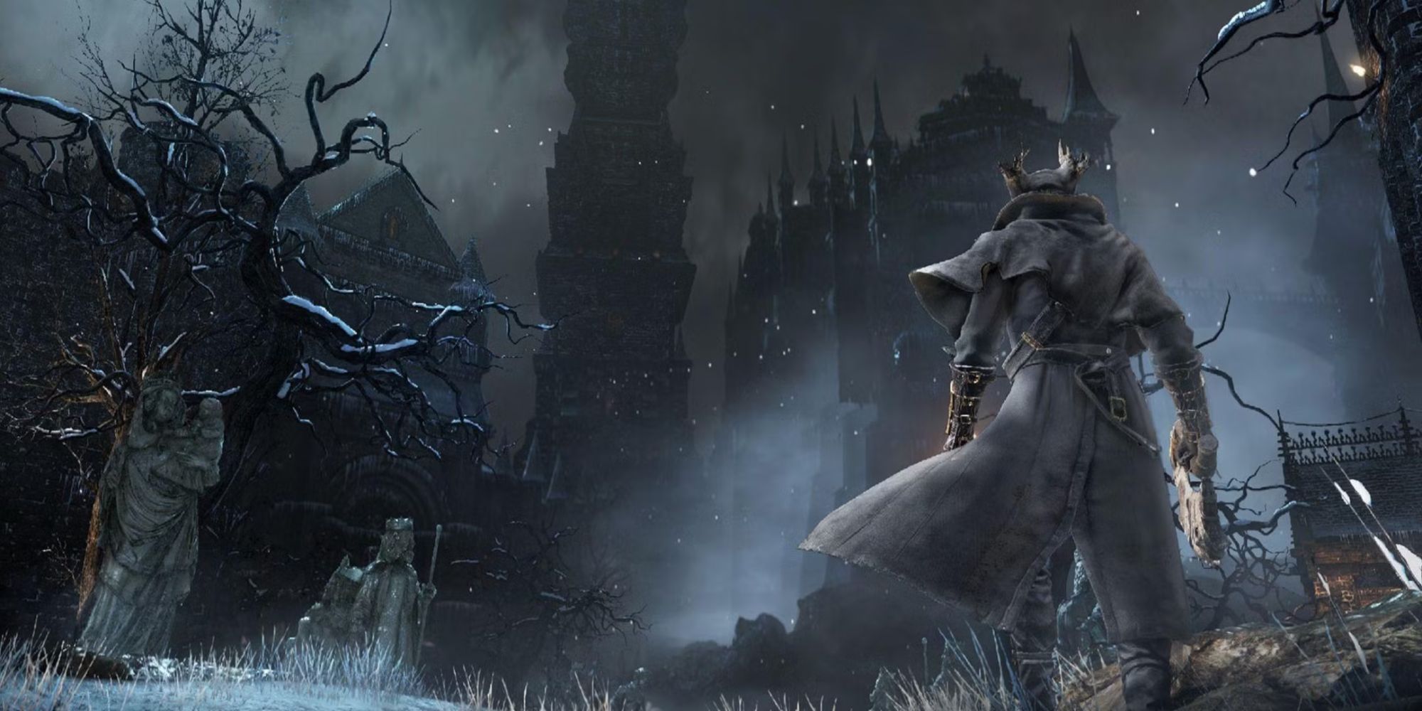 Bloodborne Hunter standing in Cainhurst