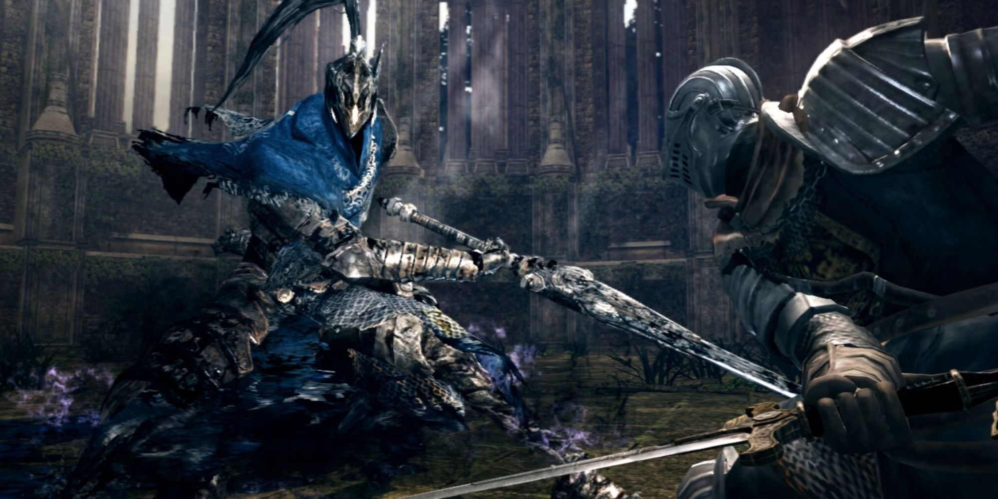 Dark Souls player fighting Artorias close up