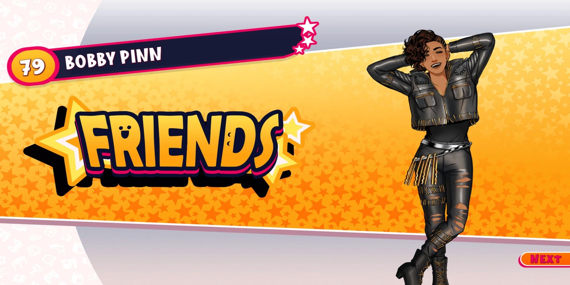 A screenshot of Date Everything! showing the friends route being achieved with Bobby Pinn.