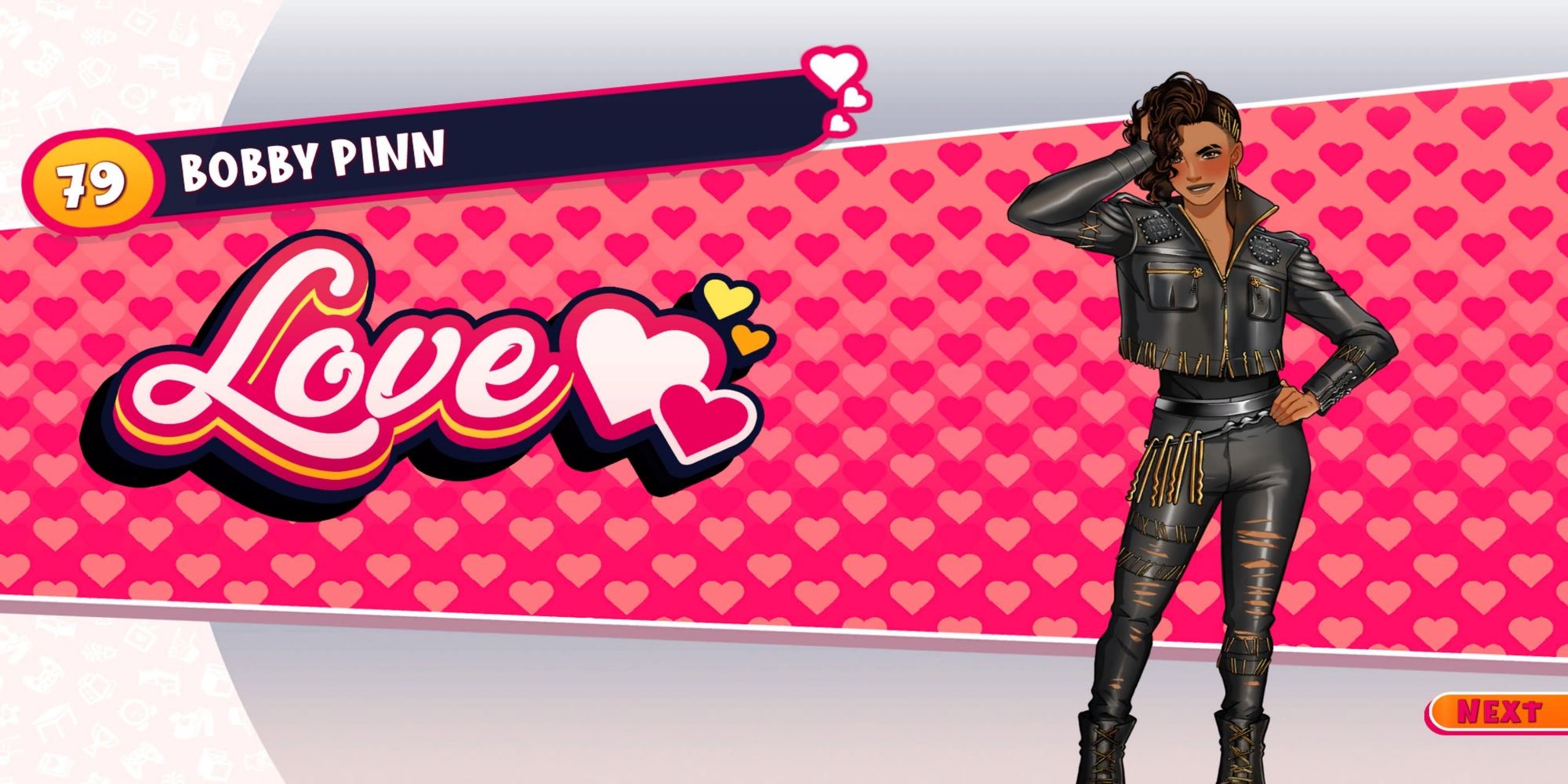 A screenshot from the game Date Everything! showing that the player has romanced Bobby Pinn.