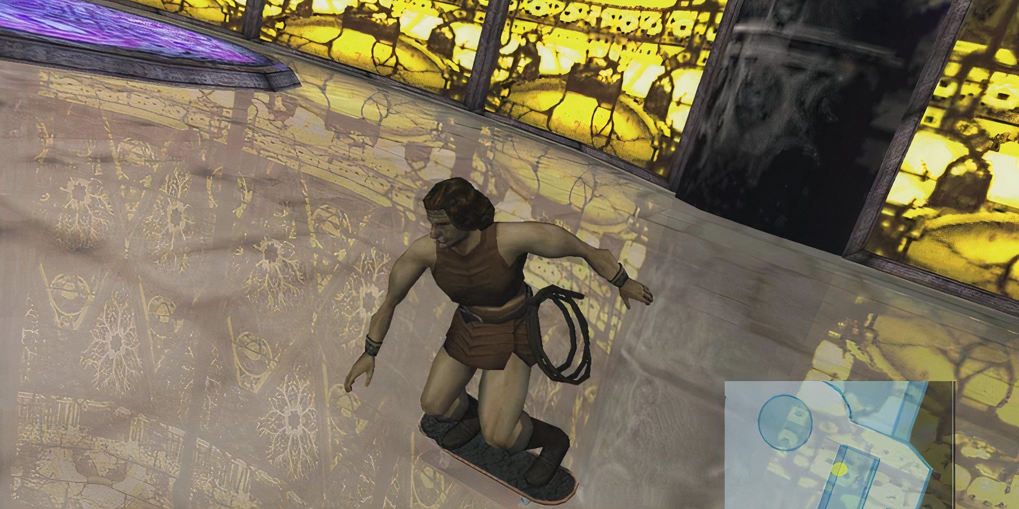 A screenshot from the 2002 video game Evolution Skateboarding.