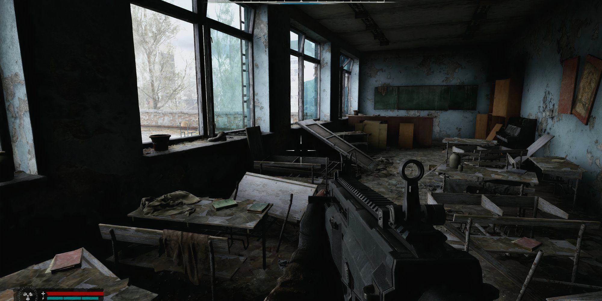 Moving through an abandoned building in Chernobyl
