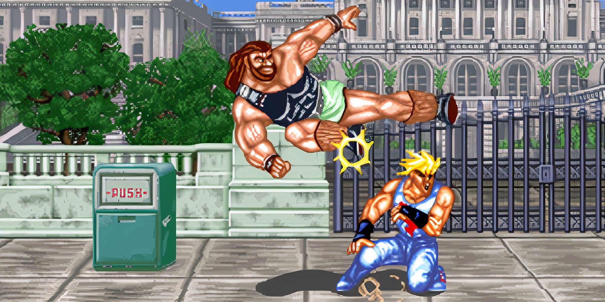 A screenshot from the 1993 video game Fighter's History.