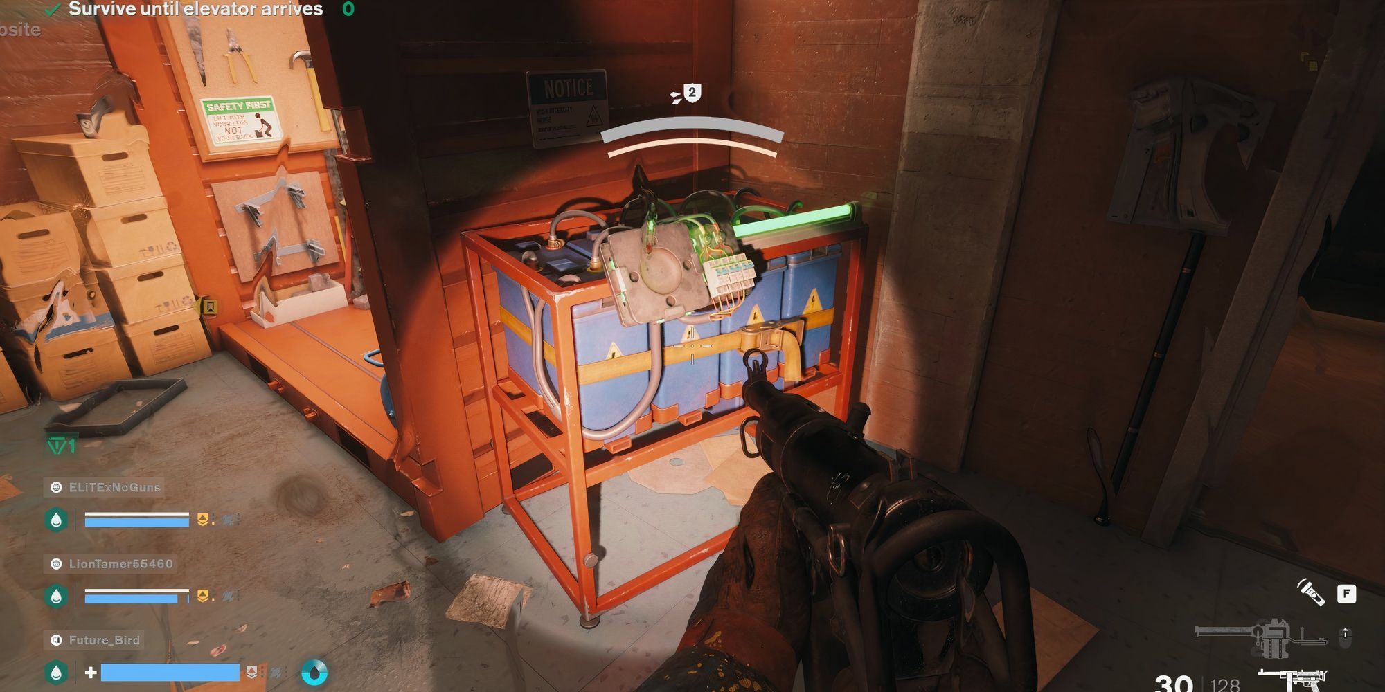 Starting the ammo station generator in FBC Firebreak
