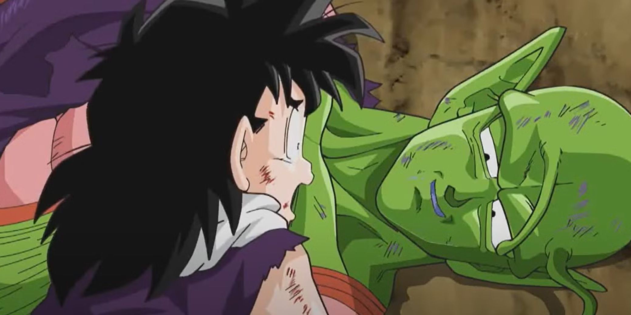 Gohan Cries After Piccolo Protects Him (Saiyan Saga)