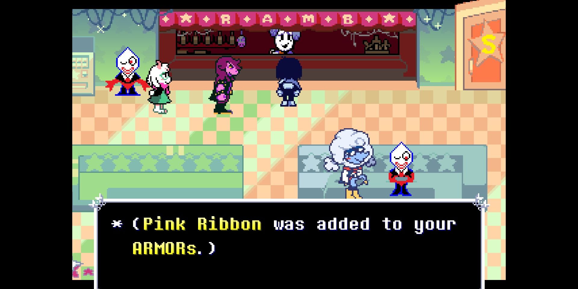 Pink Ribbon from Ramb in Deltarune.