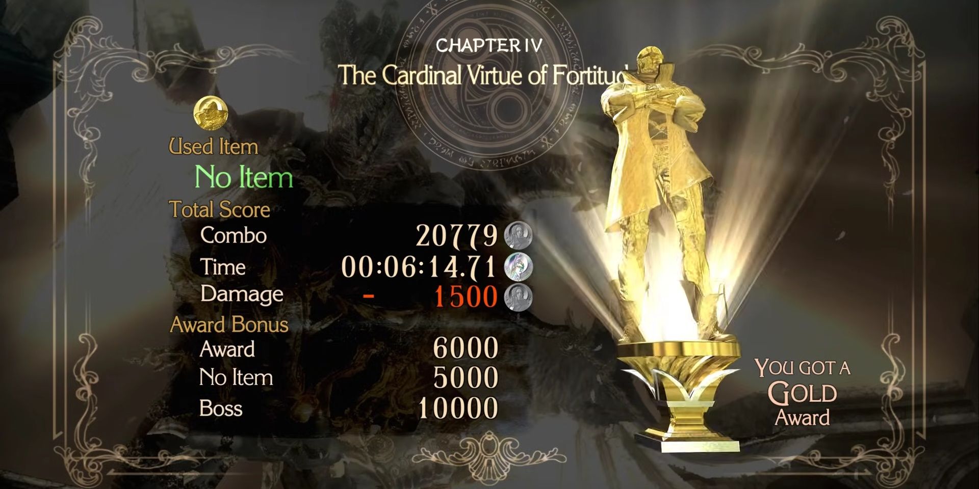 Getting a gold award in Bayonetta