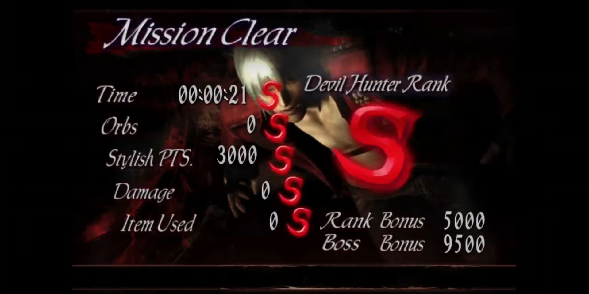 Mission clear screen in Devil May Cry 3