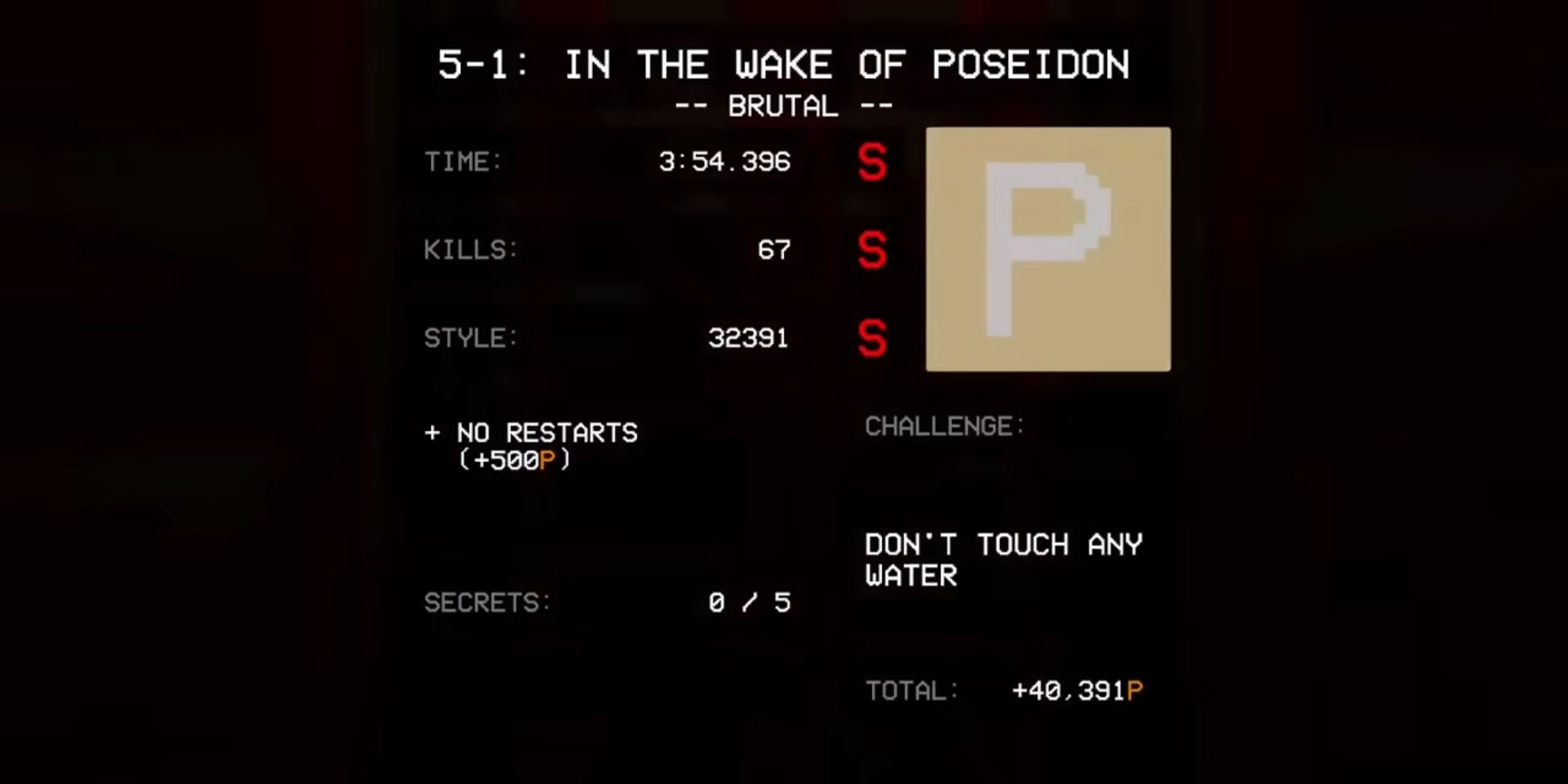Results after level 5-1 in Ultrakill