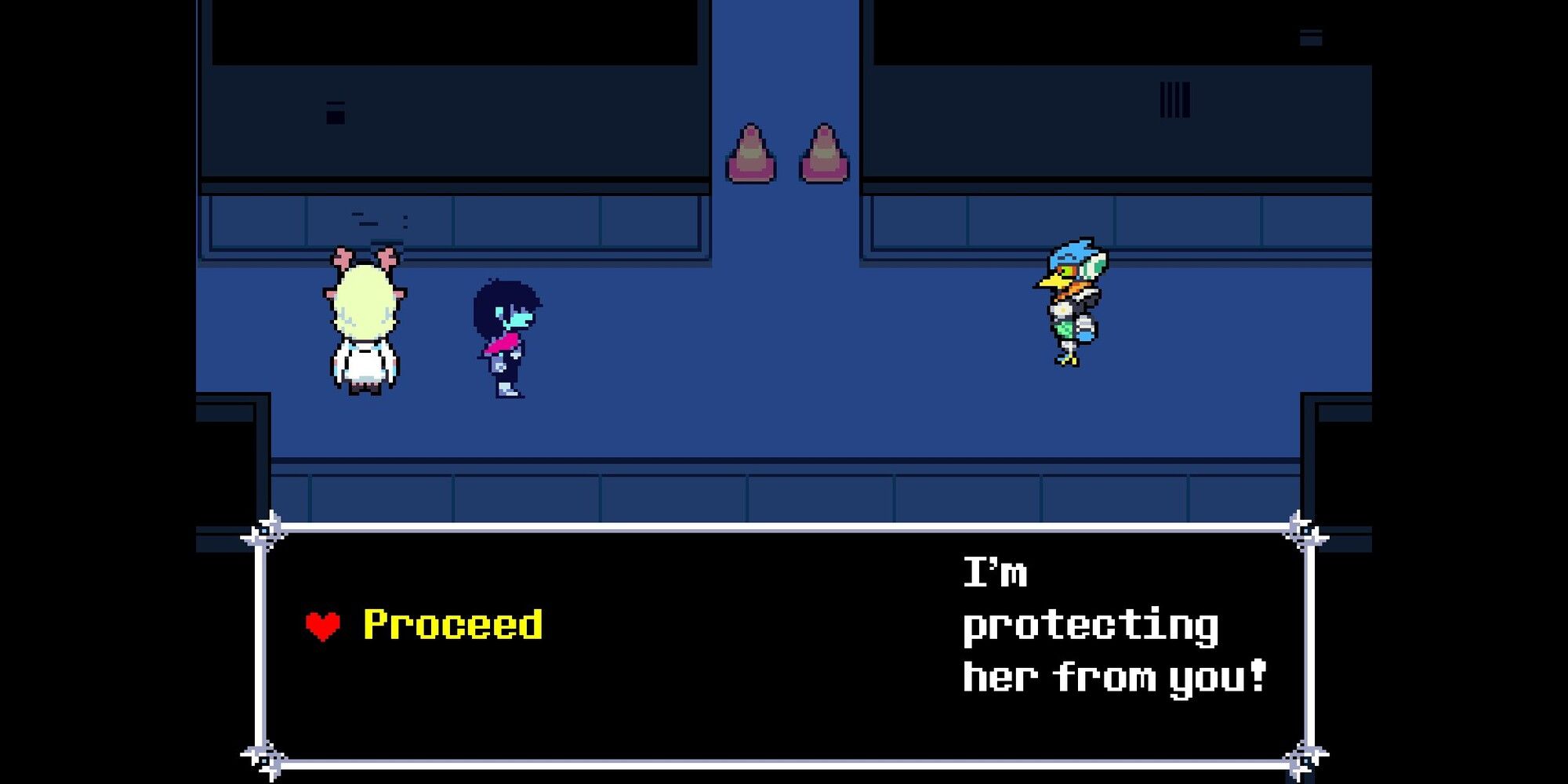 Showcase of the dialogue option before the Berdly fight
