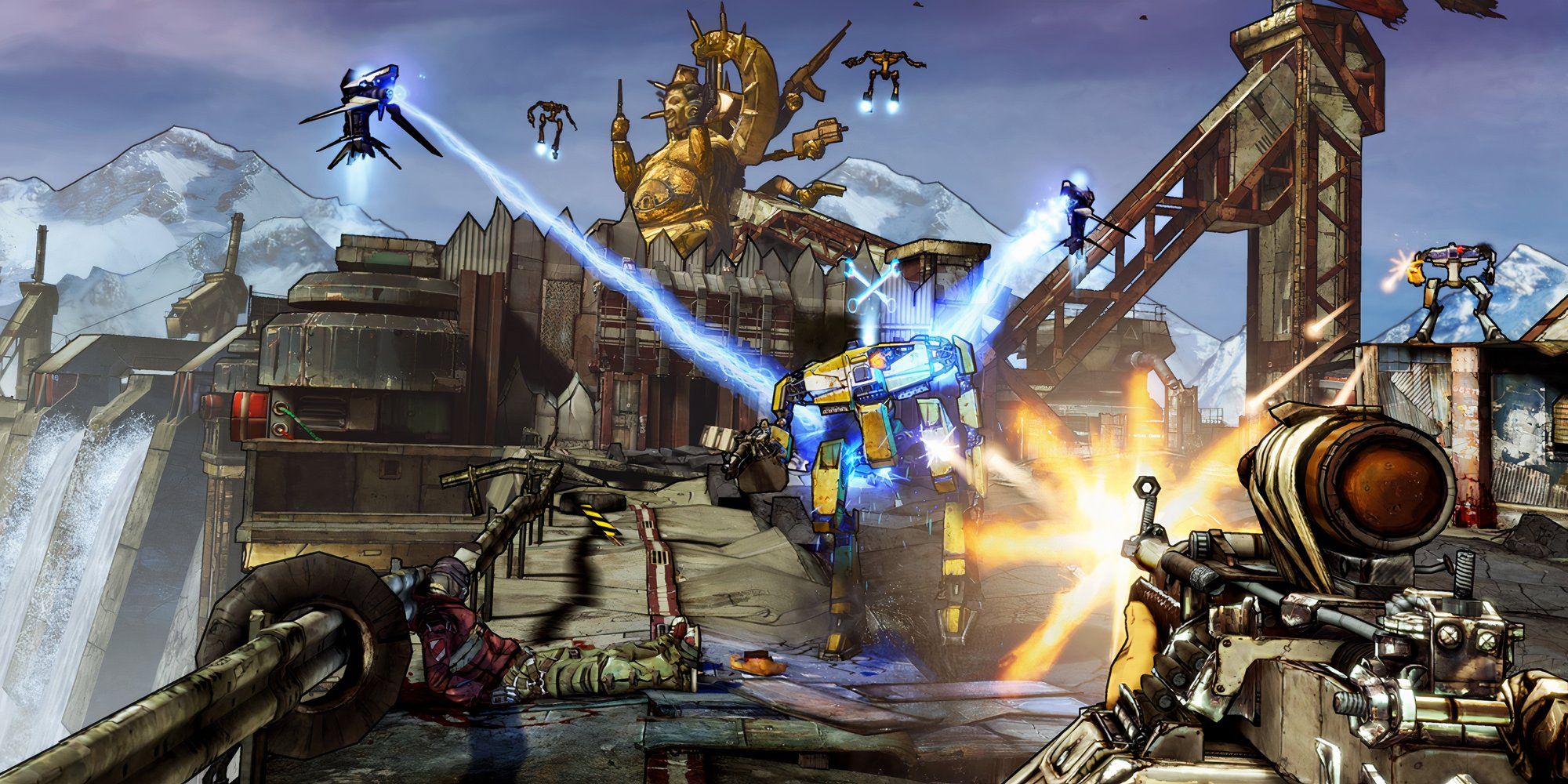 Fighting Robots in borderlands 2