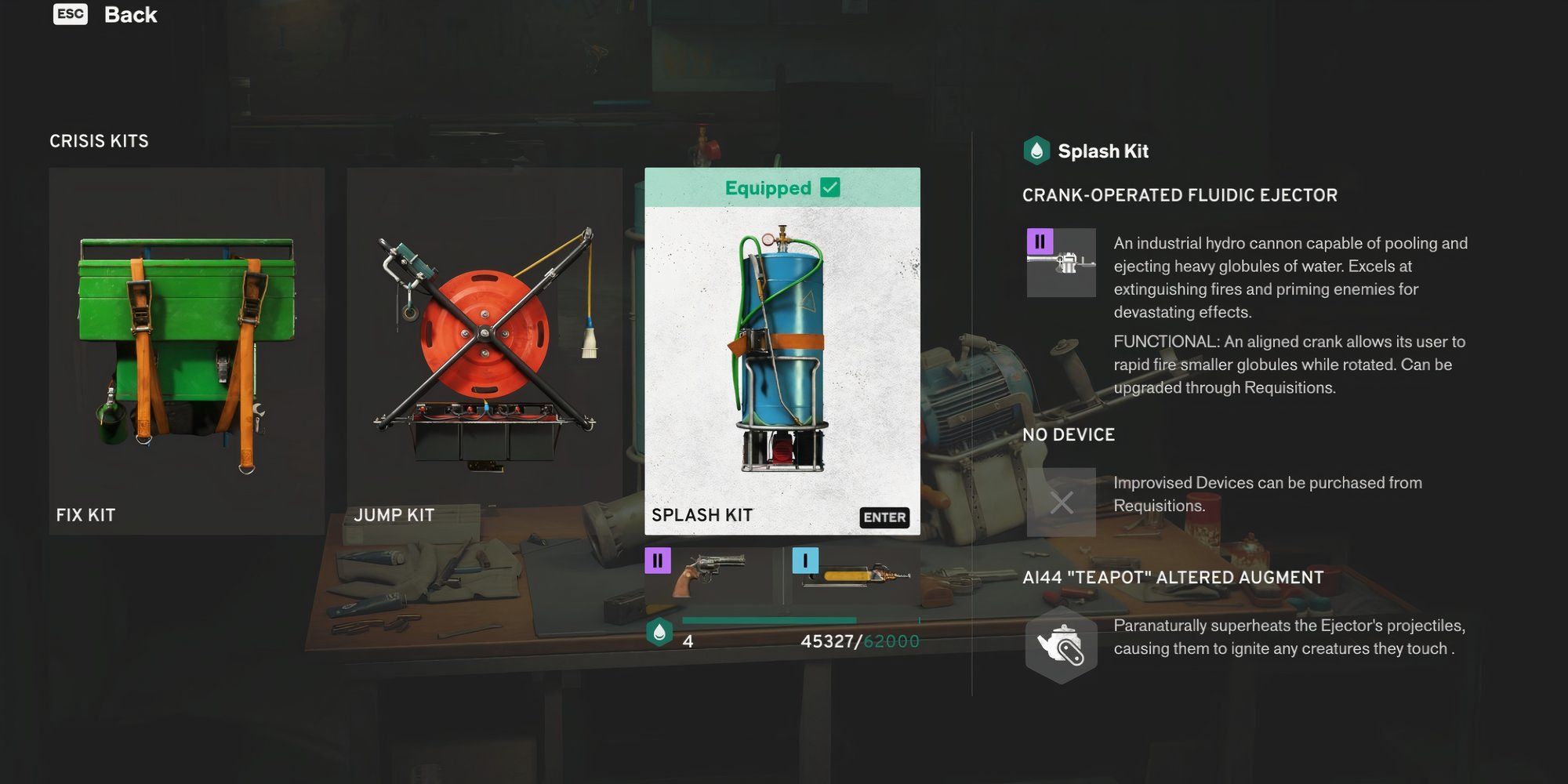Splash Kit, Jump Kit, and Fix Kit in FBC Firebreak