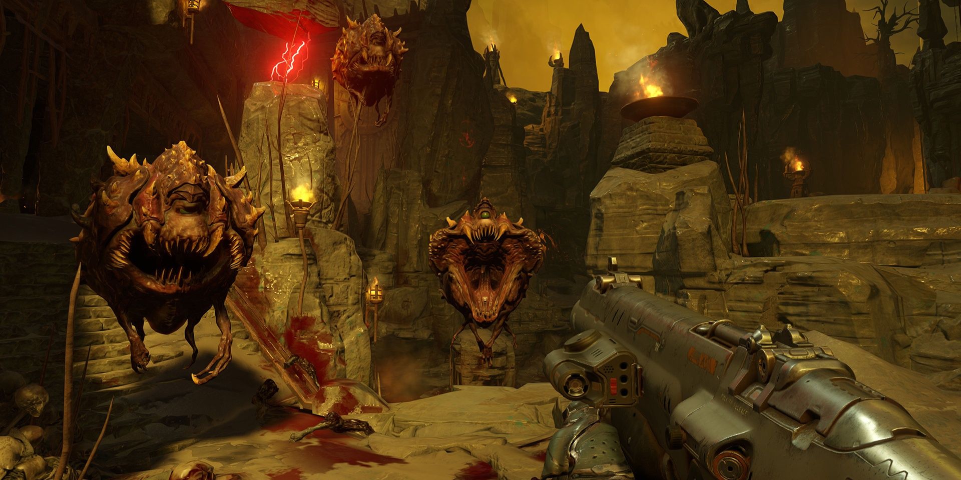 Cacodemons attack in Doom 2016