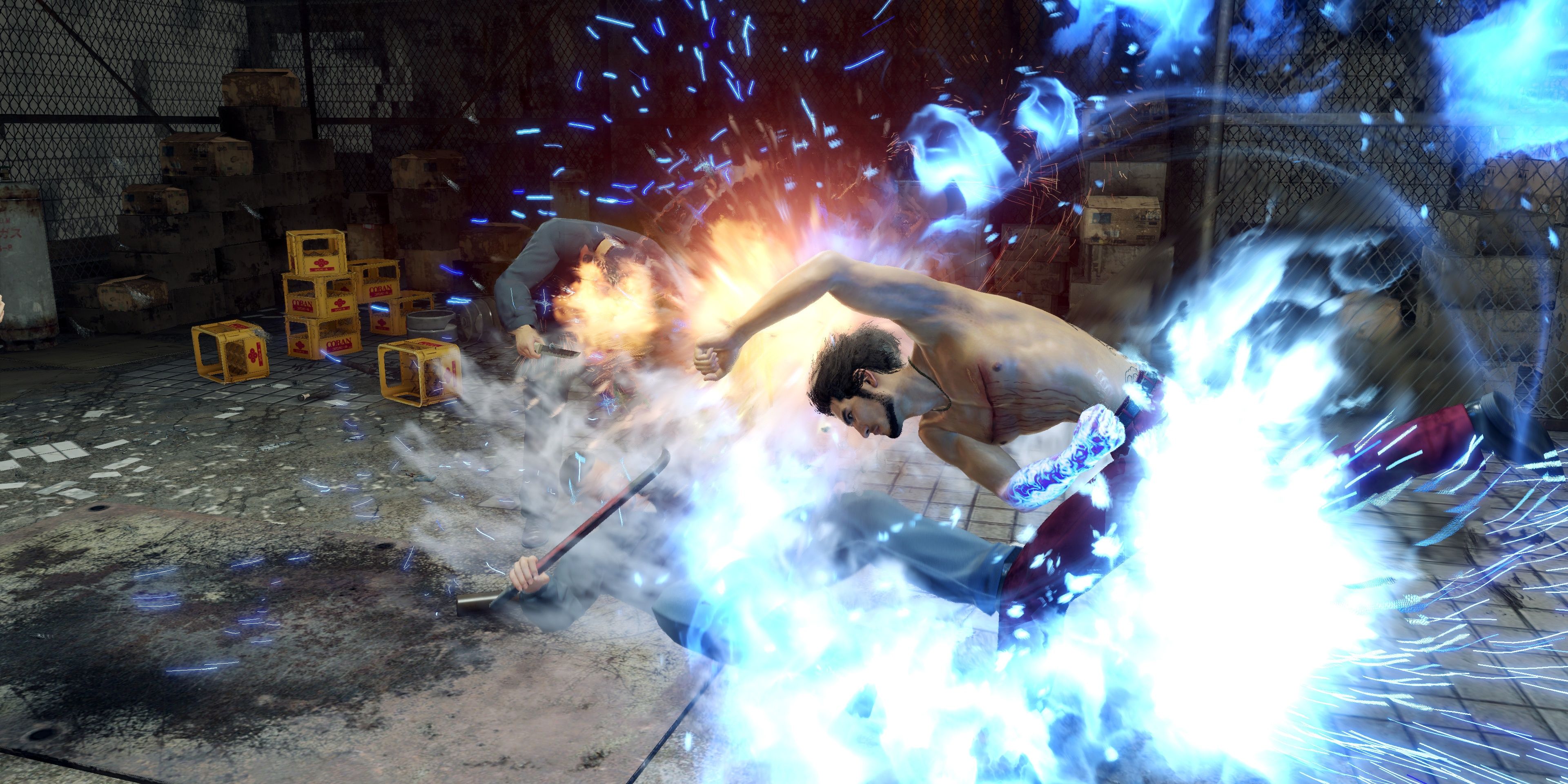 Kasuga punches an enemy in Yakuza: Like a Dragon