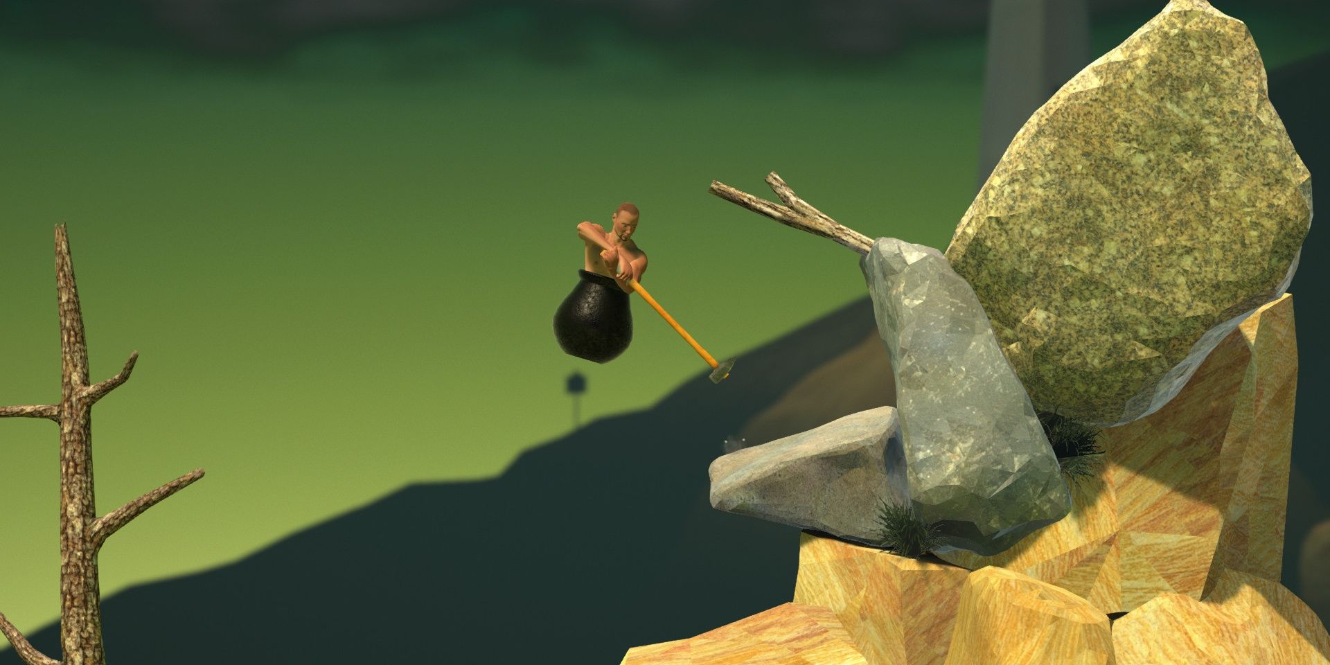 Climbing over rocks in Getting Over It with Bennett Foddy