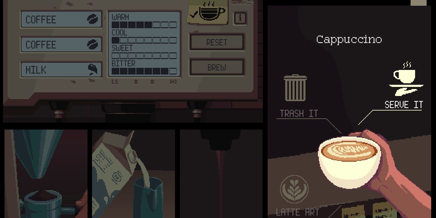 Making a capuccino in Coffee Talk