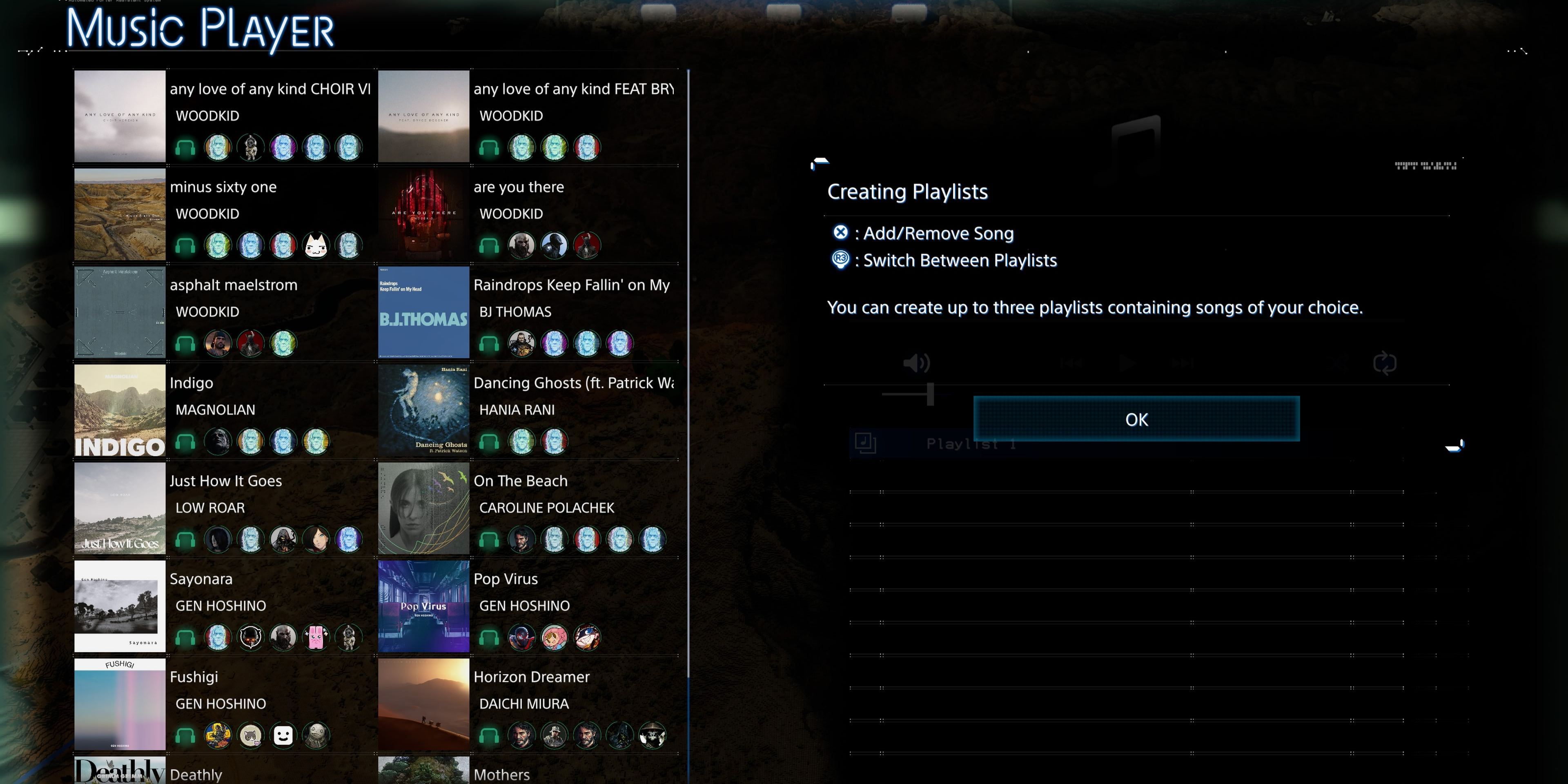 the music player in the ring terminal menu