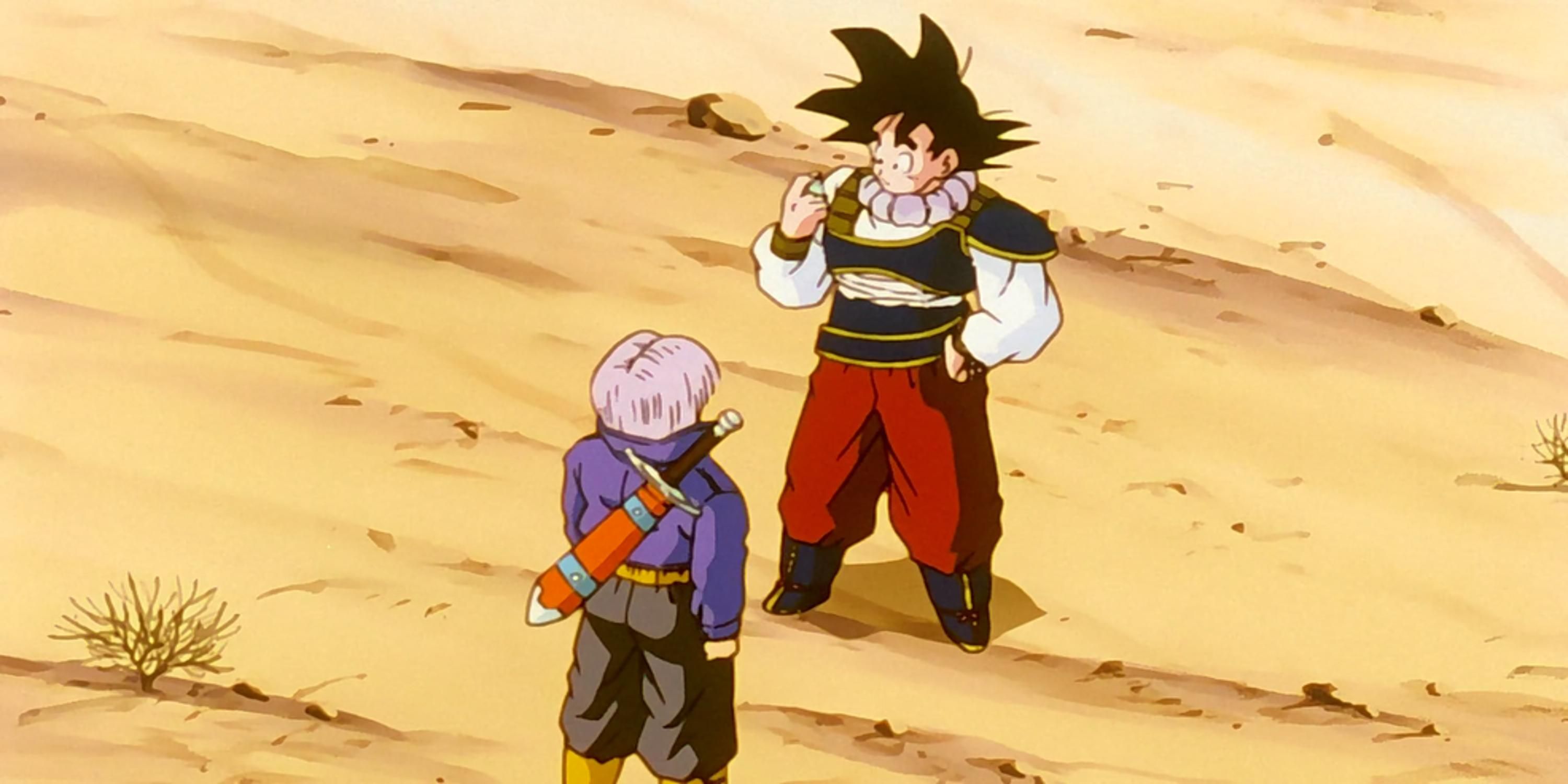 Trunks giving Goku medicine