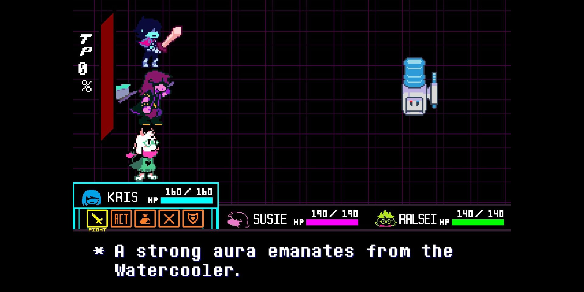 Water Cooler Fight in Deltarune.