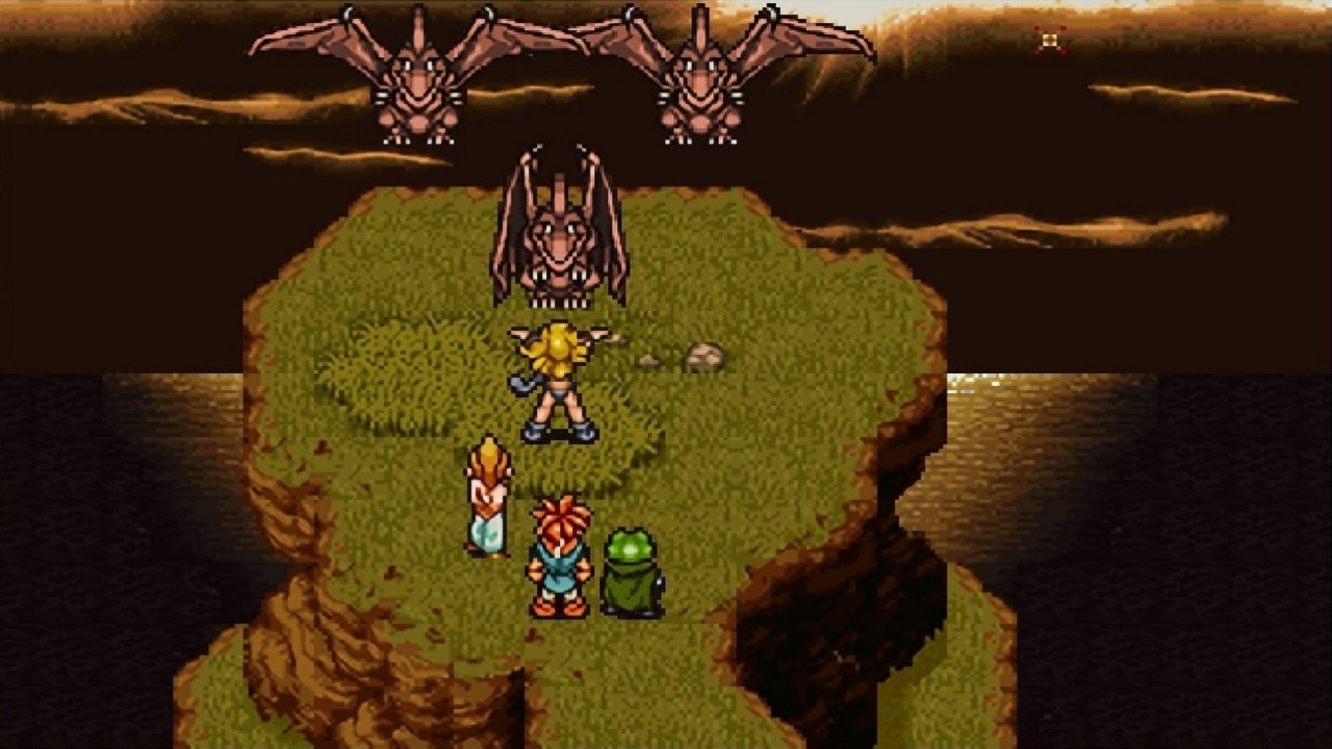 Chrono, Marle và Frog đang chiến đấu trong Chrono Trigger, một trong những JRPG kinh điển nhất.
