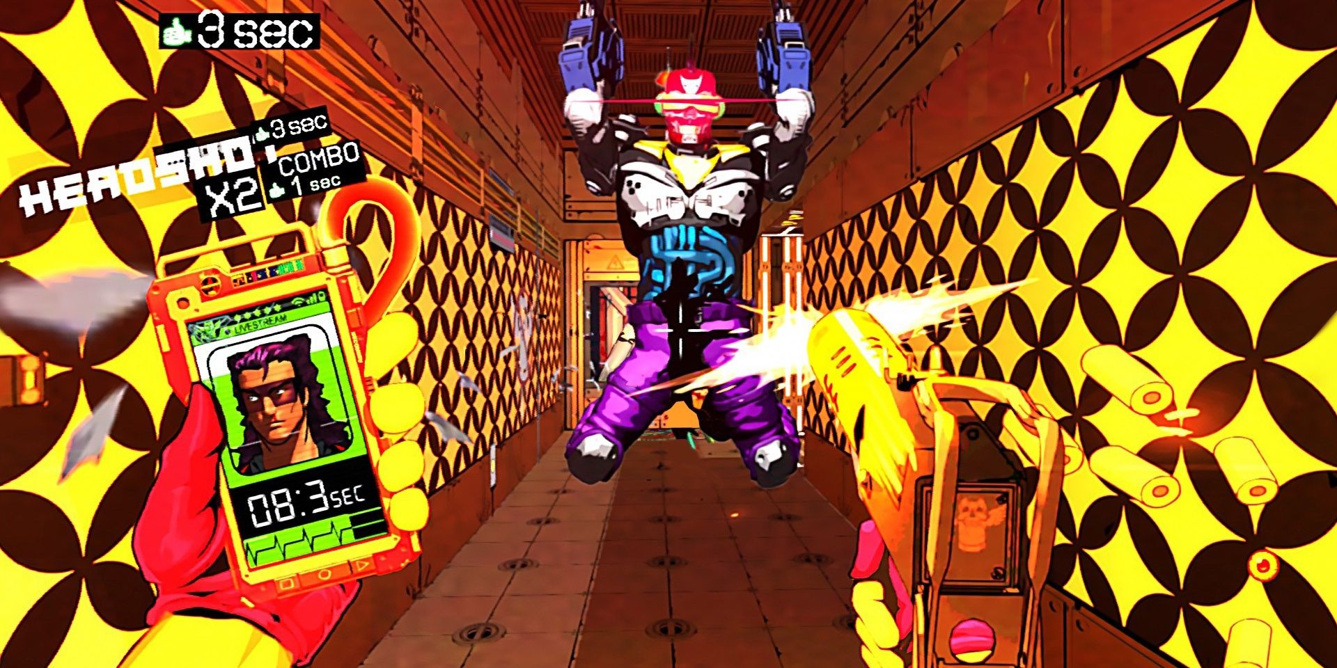 Shooting an enemy in Mullet MadJack