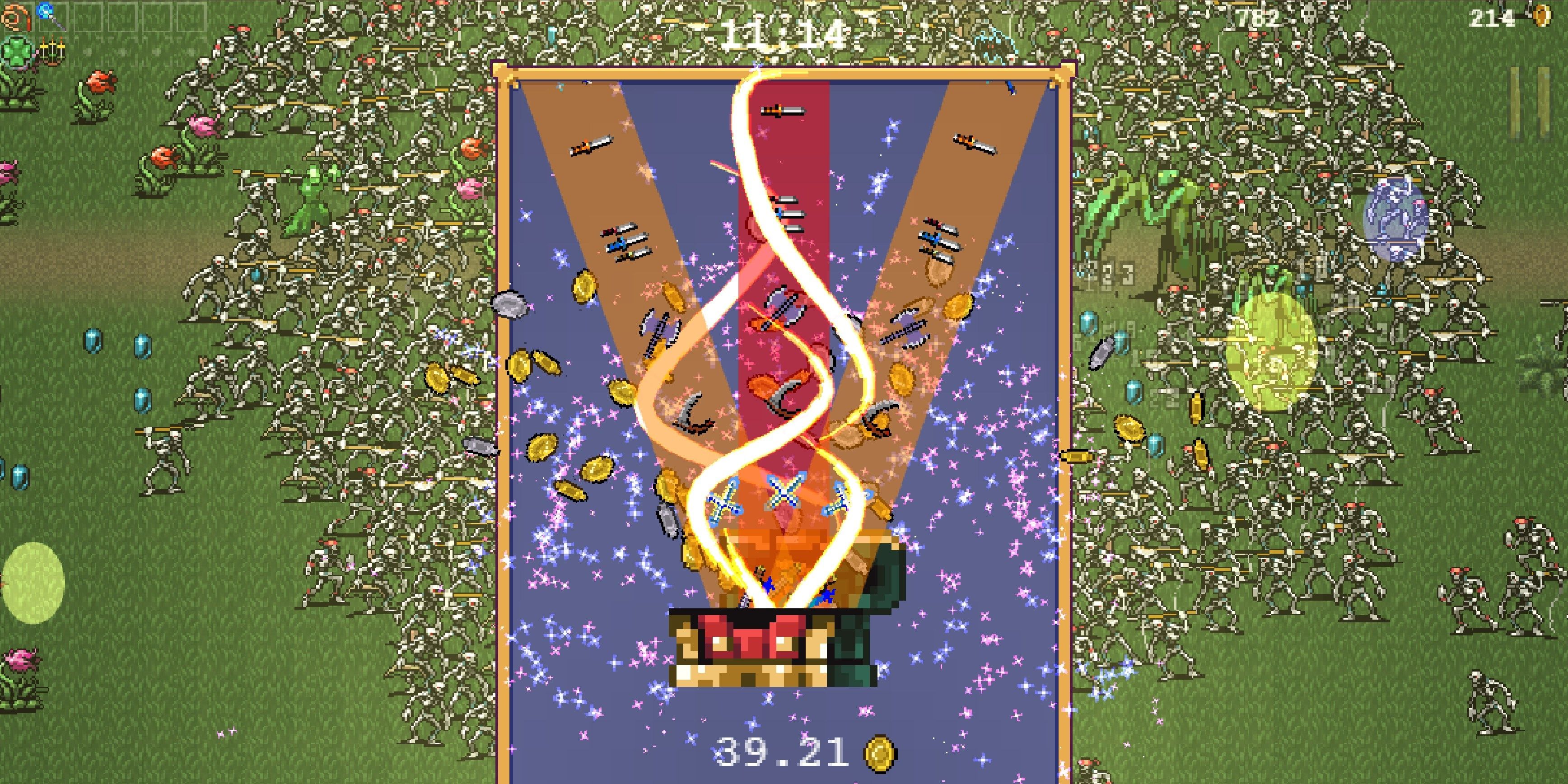 Opening a chest in Vampire Survivors