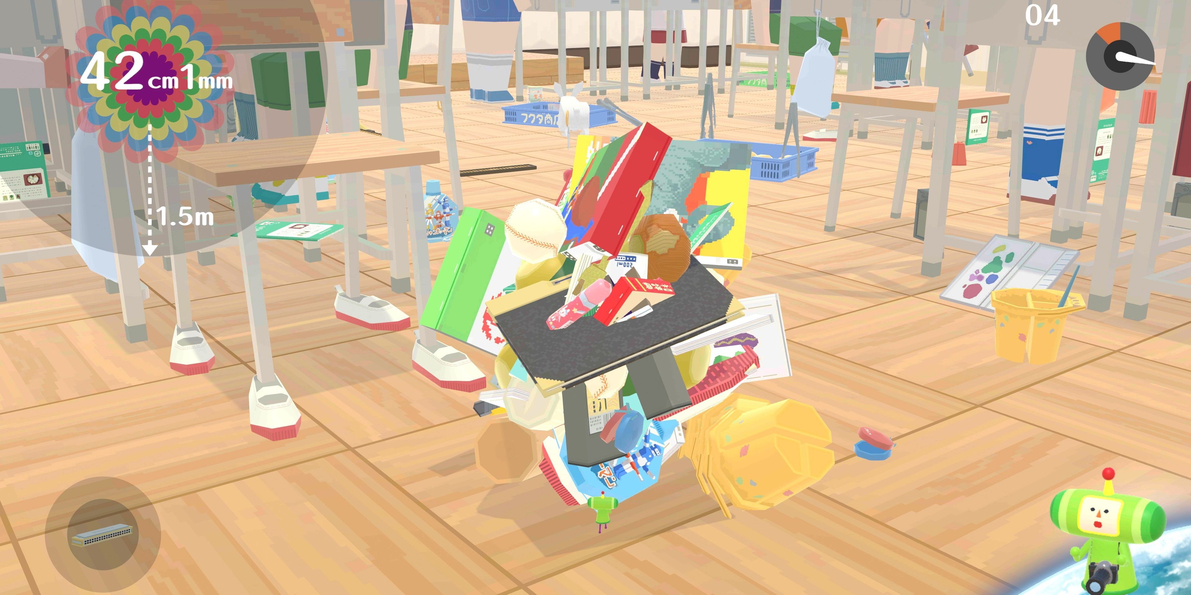 Rolling in a classroom in We Love Katamari Reroll