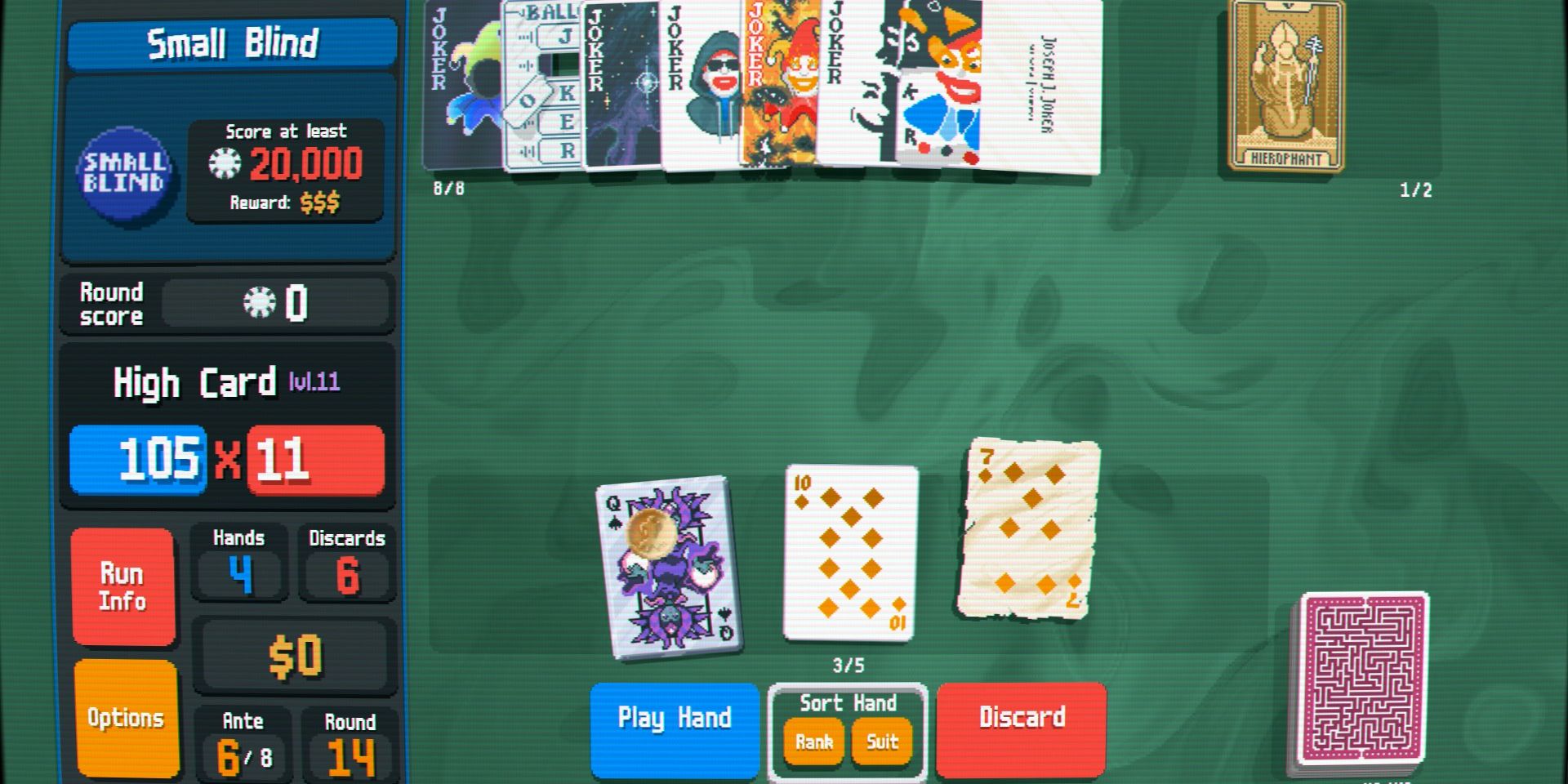 Screenshot of Balatro's Five Card Draw Challenge