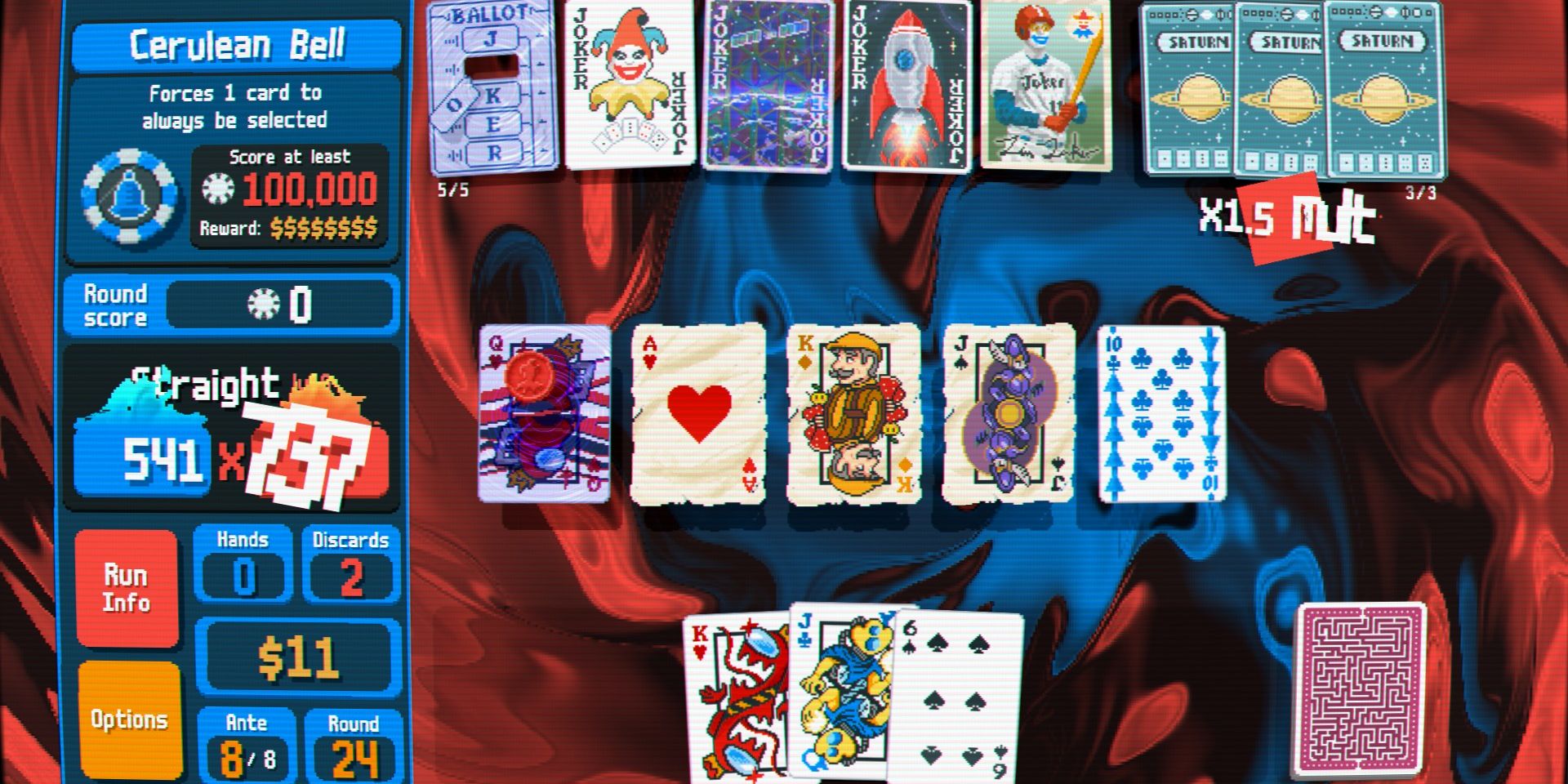 Screenshot of Balatro's Golden Needle Challenge