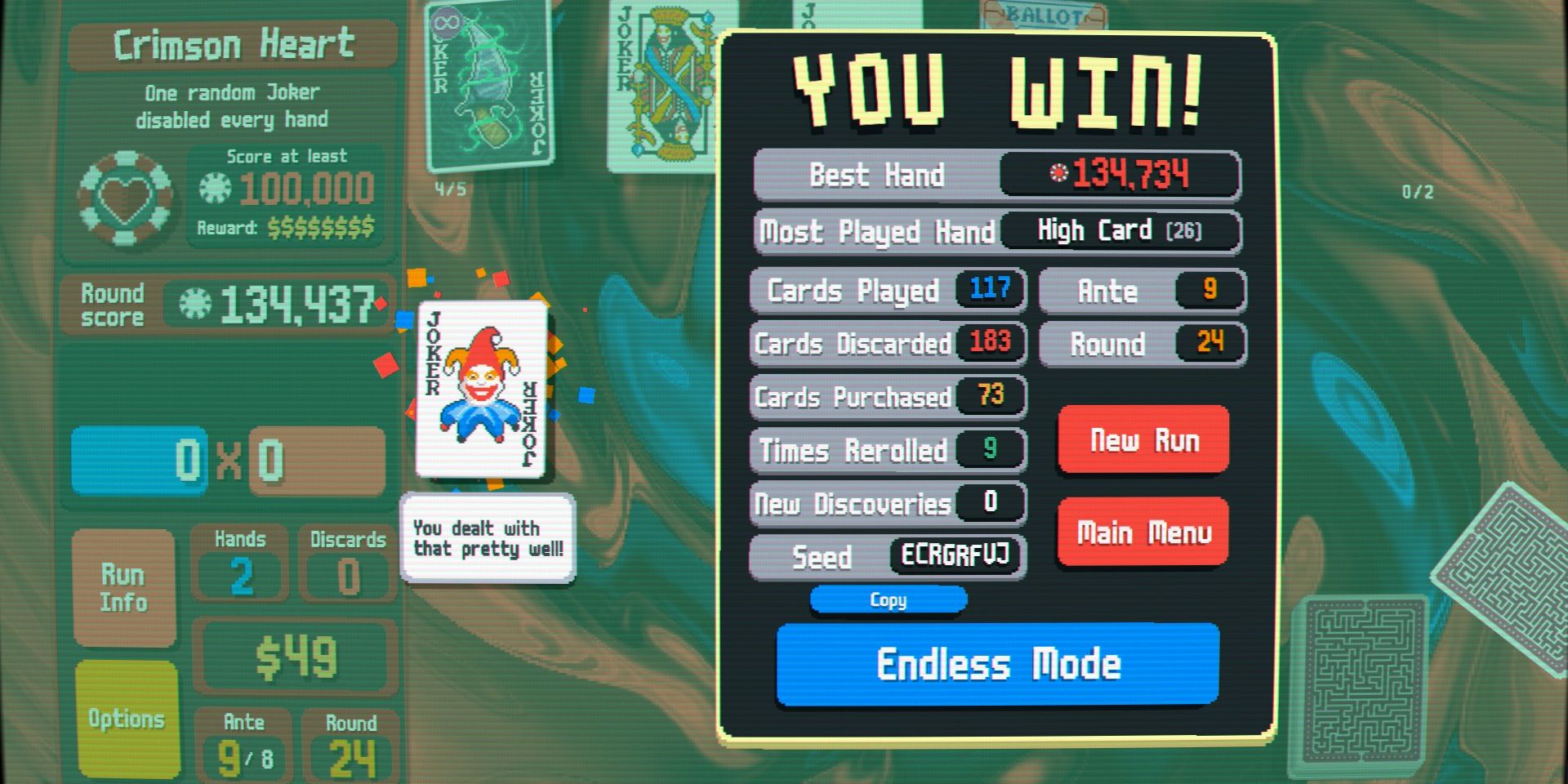 Screenshot of Balatro's On a Knife's Edge Challenge